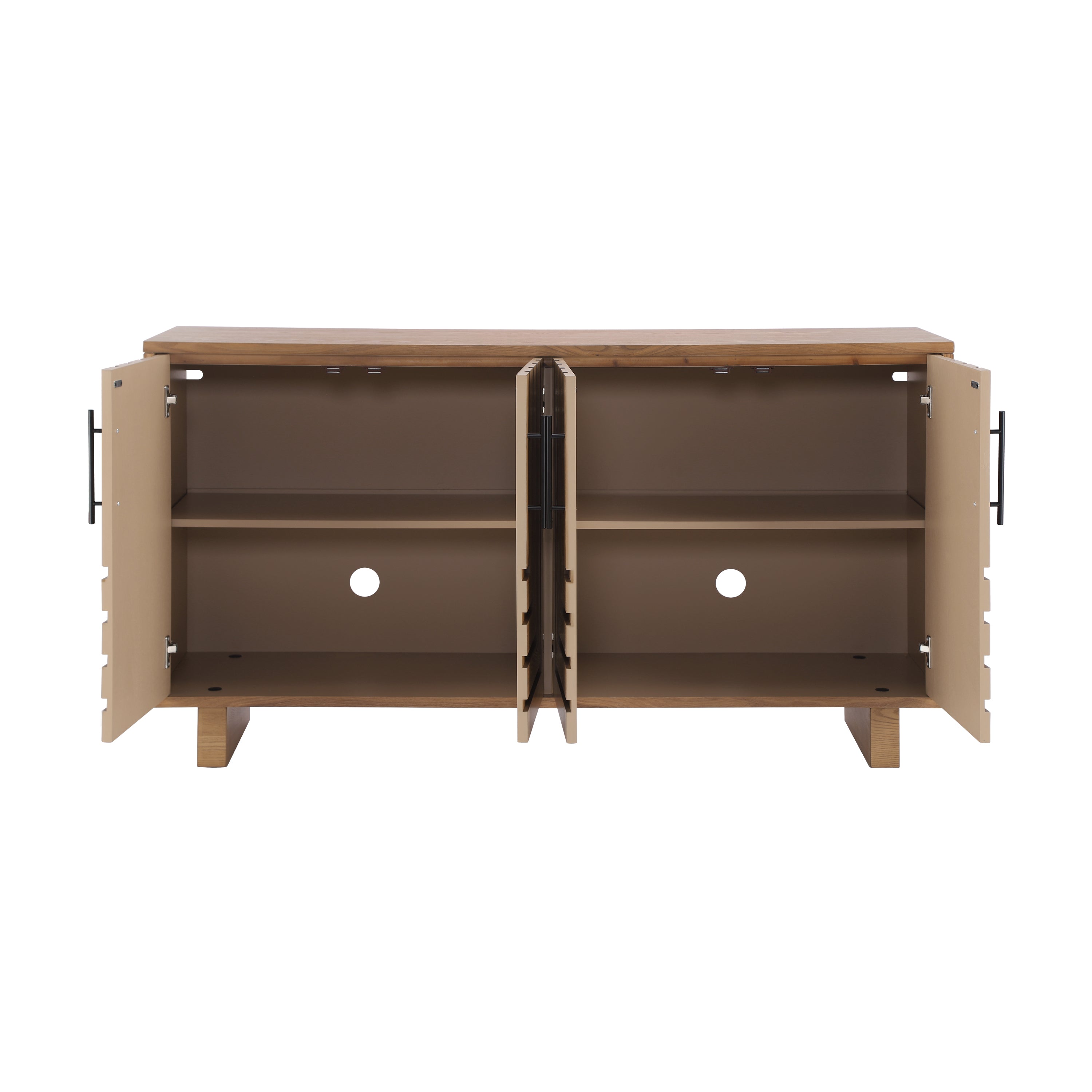 Modern Sideboard Storage Cabinet with 4 Doors & Metal Handles