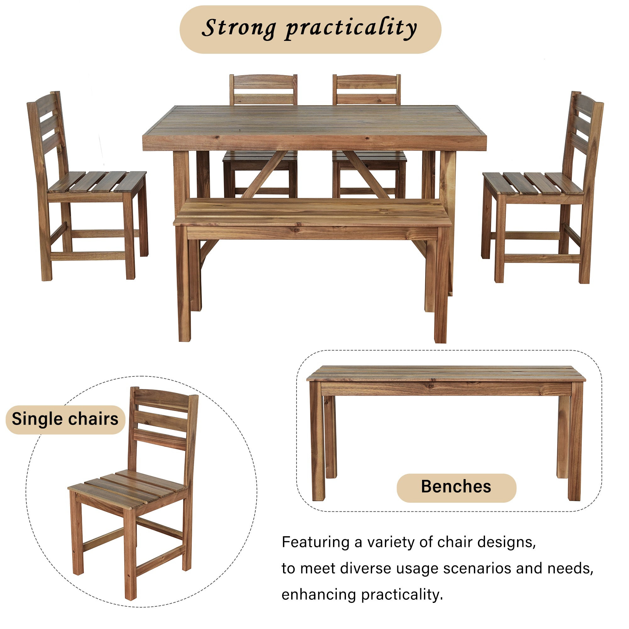 Acacia Wood Outdoor Dining Set