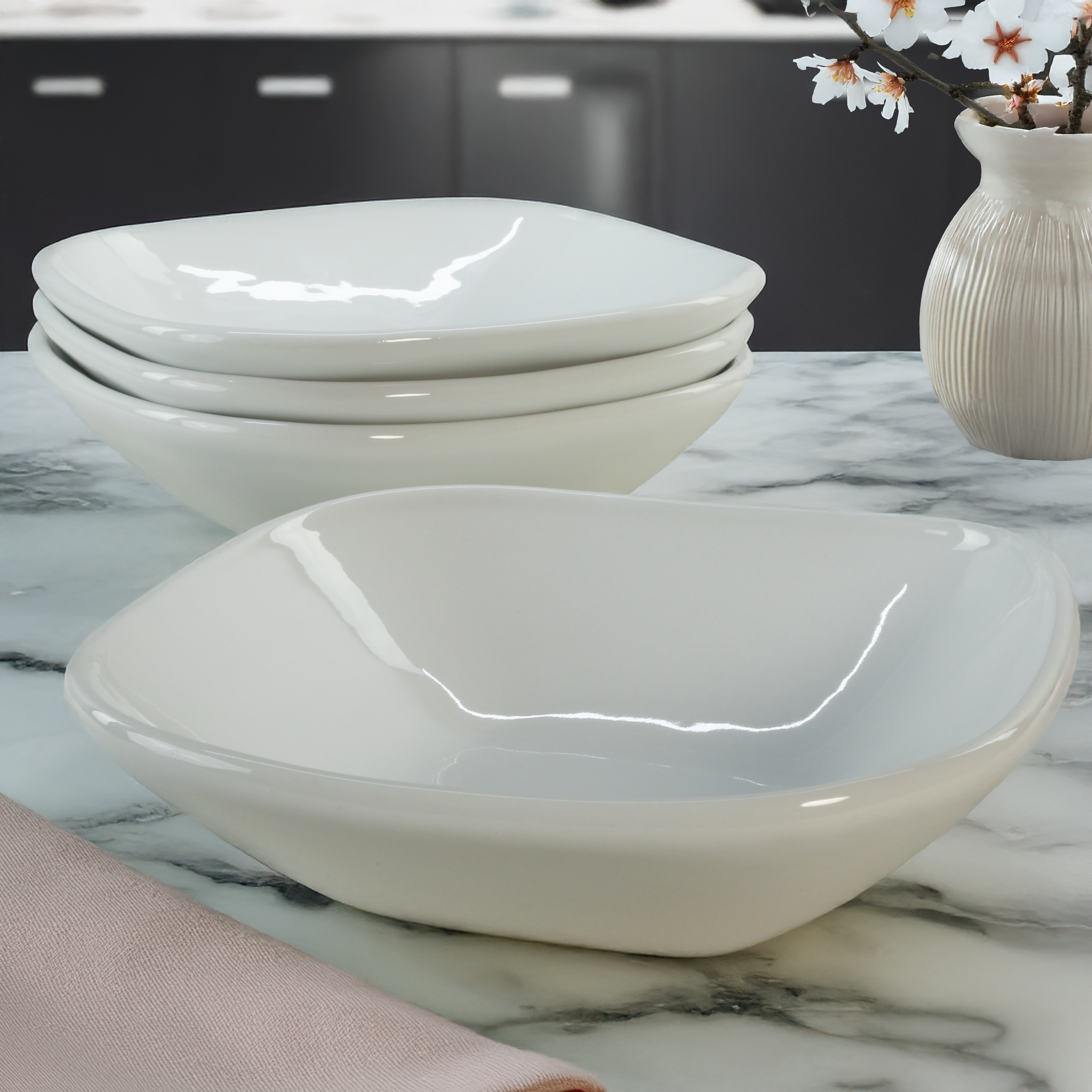 Impulse Square Dinner Bowls, Set of 4