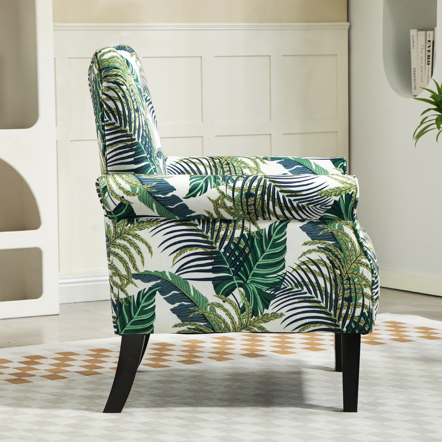 Palm Pattern  Wingback Accent Chair