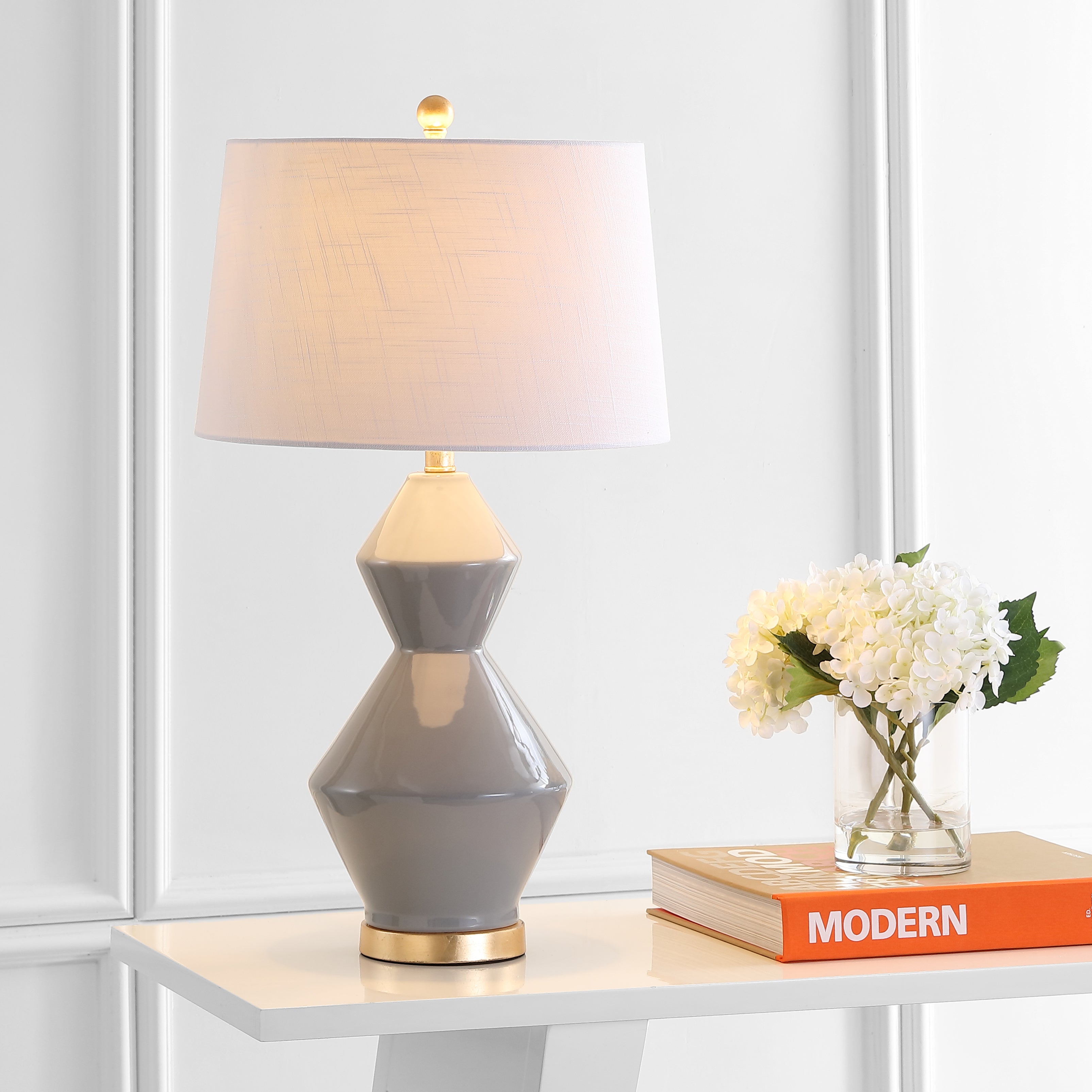 Alba Geometric Ceramic/Metal LED Table Lamp