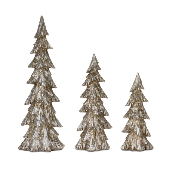 Rustic Champagne Pine Tree, Set of 3
