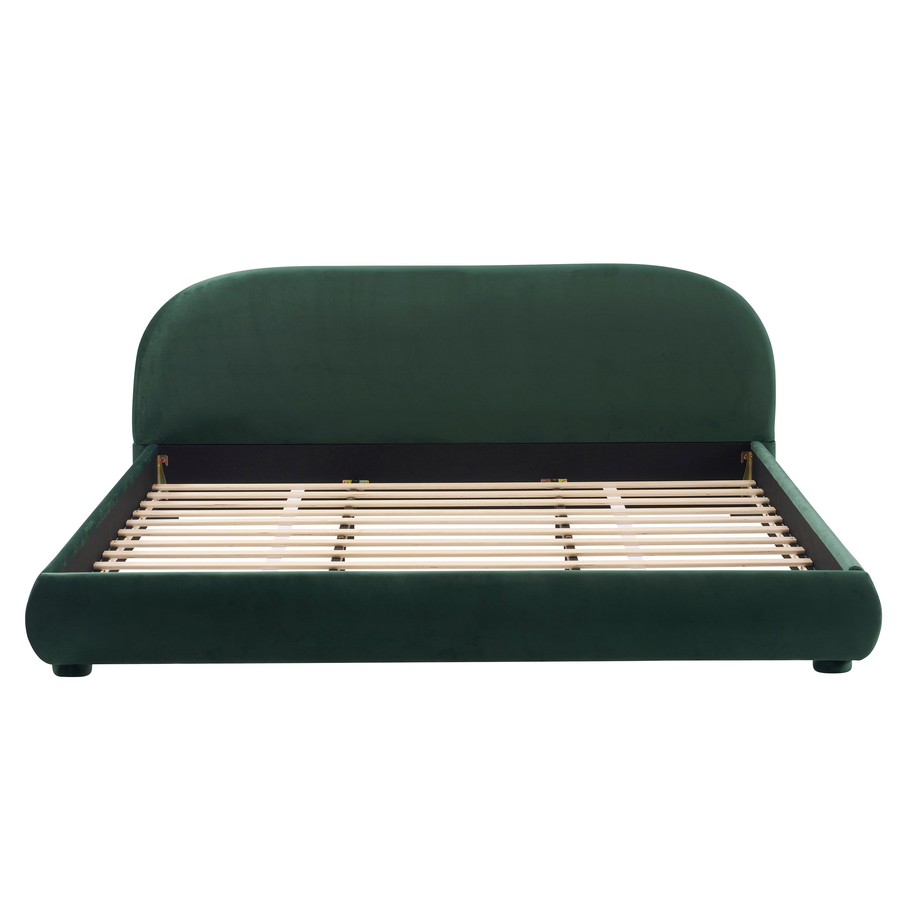 Modern Bed Frame with Upholstered Curved Headboard