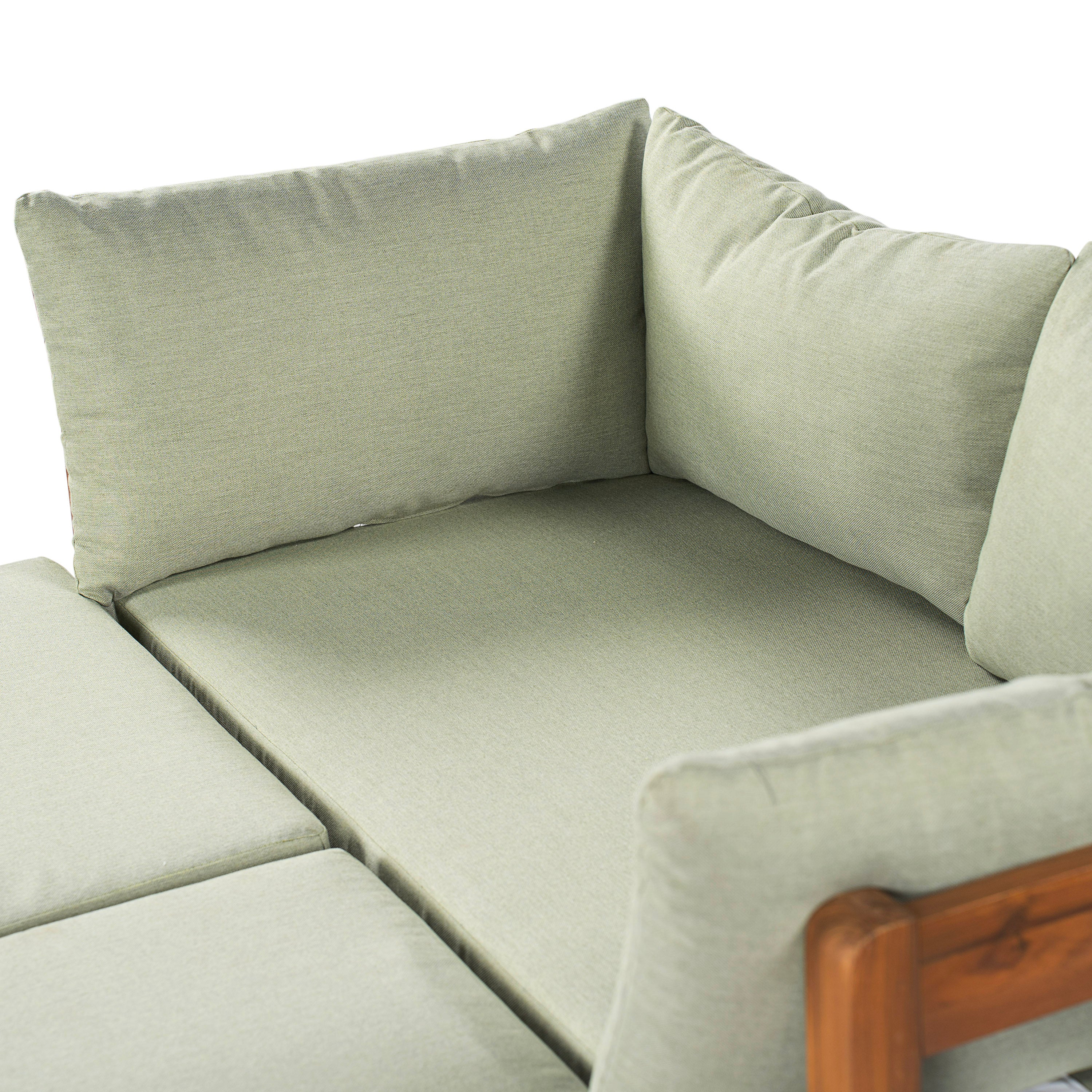 Donovan Outdoor Wood Daybed, Teak Finish With Green Cushion