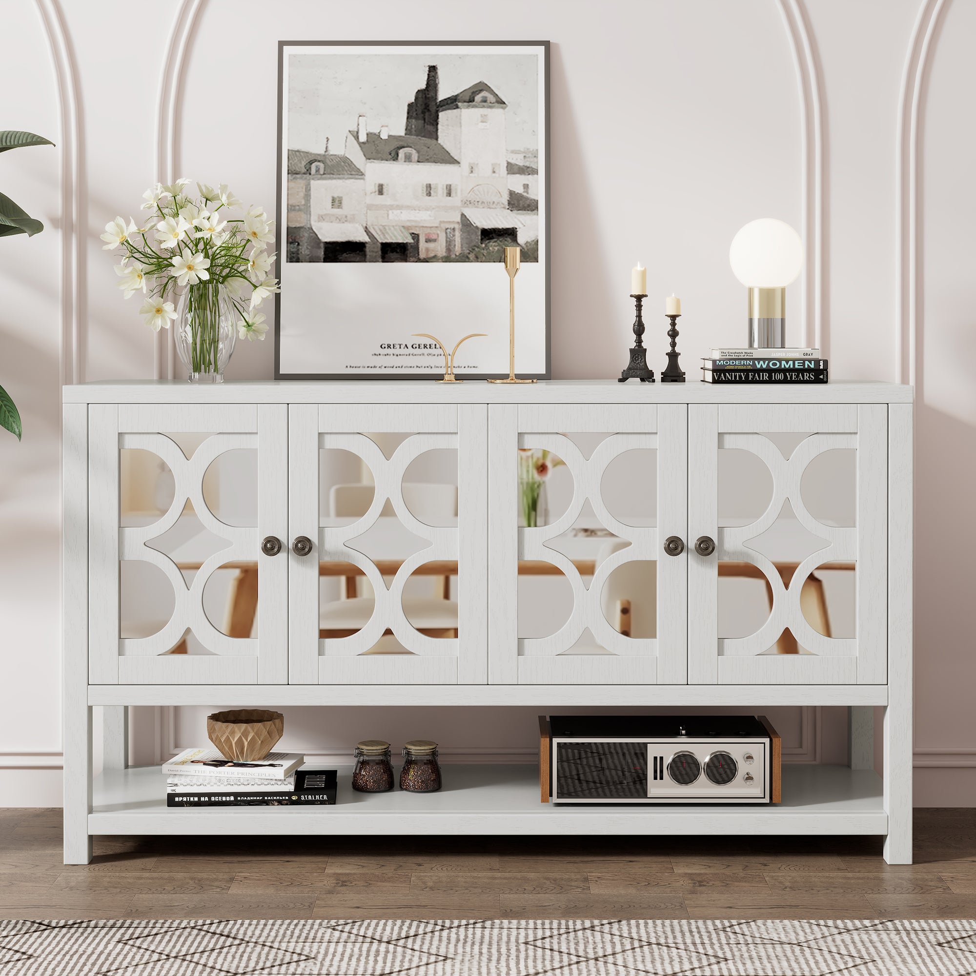 Mirrored Door Console Table