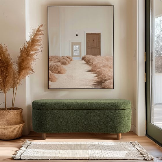 Gardenia Upholstered Flip Top Storage Bench with Solid Wood Legs