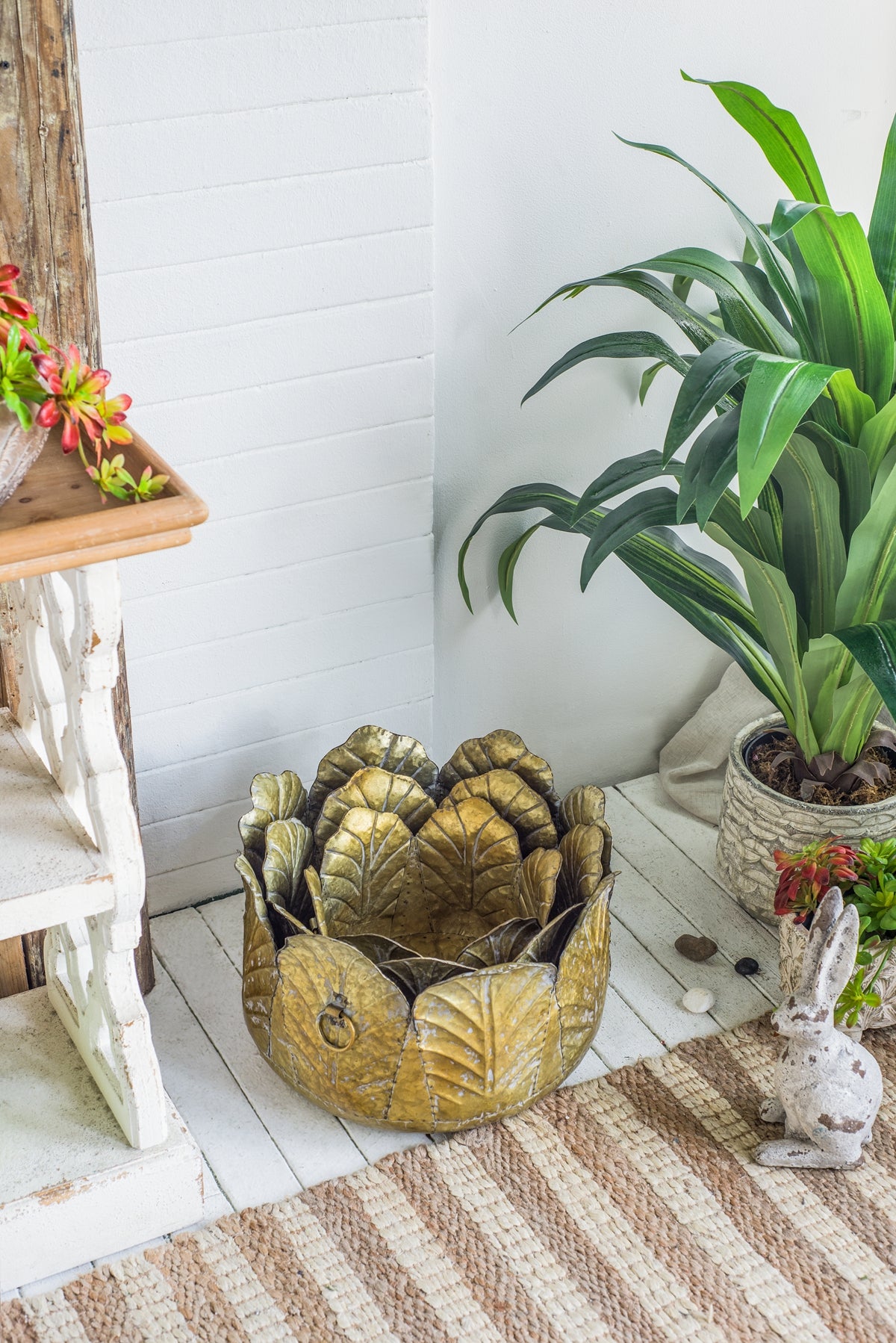 Set of 3 Distressed Metal Planters