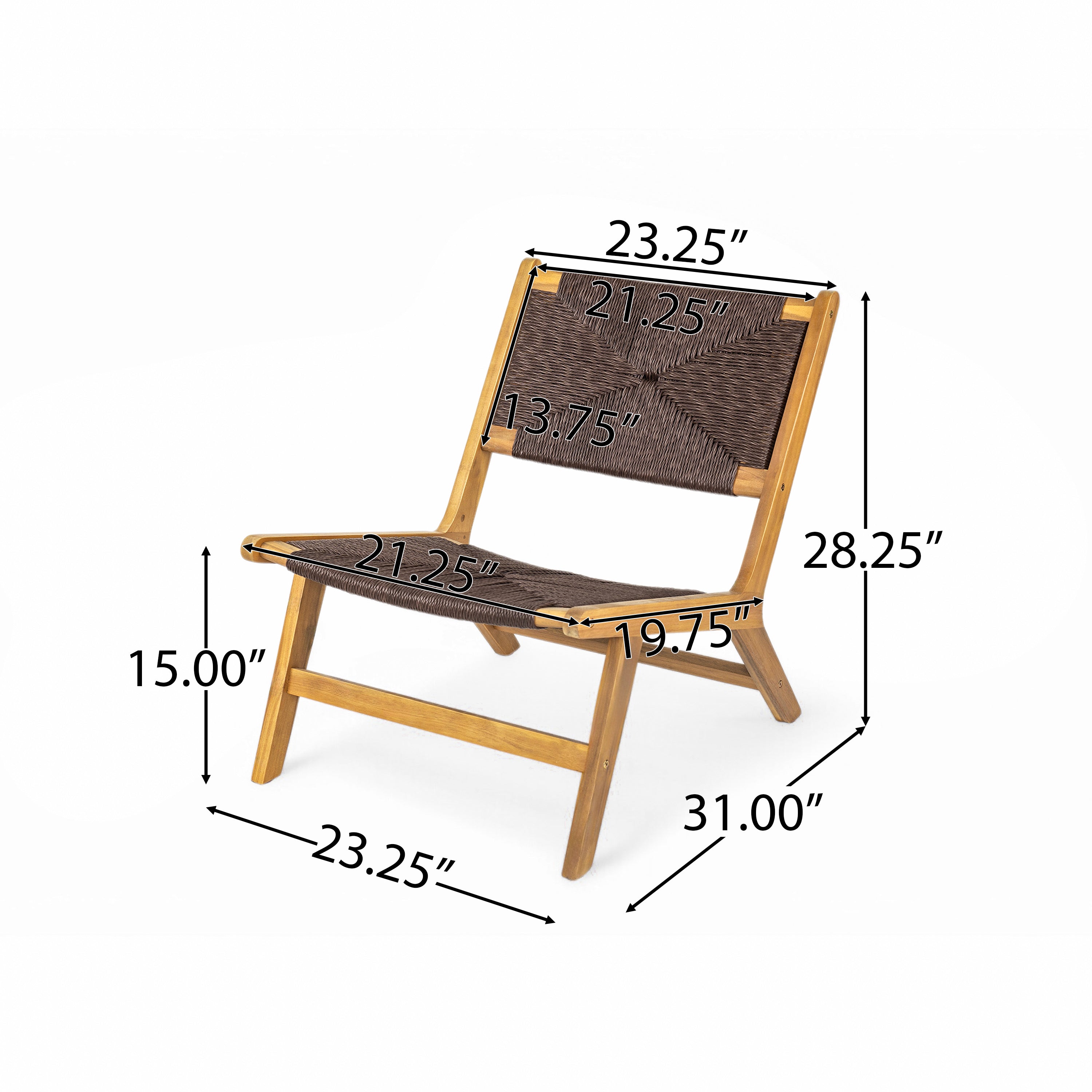 Catalina Acacia Wood Outdoor Armless Lounge Chair