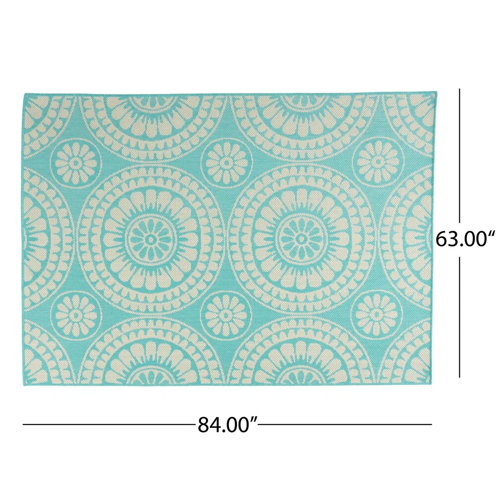 63" x 84" Outdoor Area Rug with Arabesque Inspired Patterns