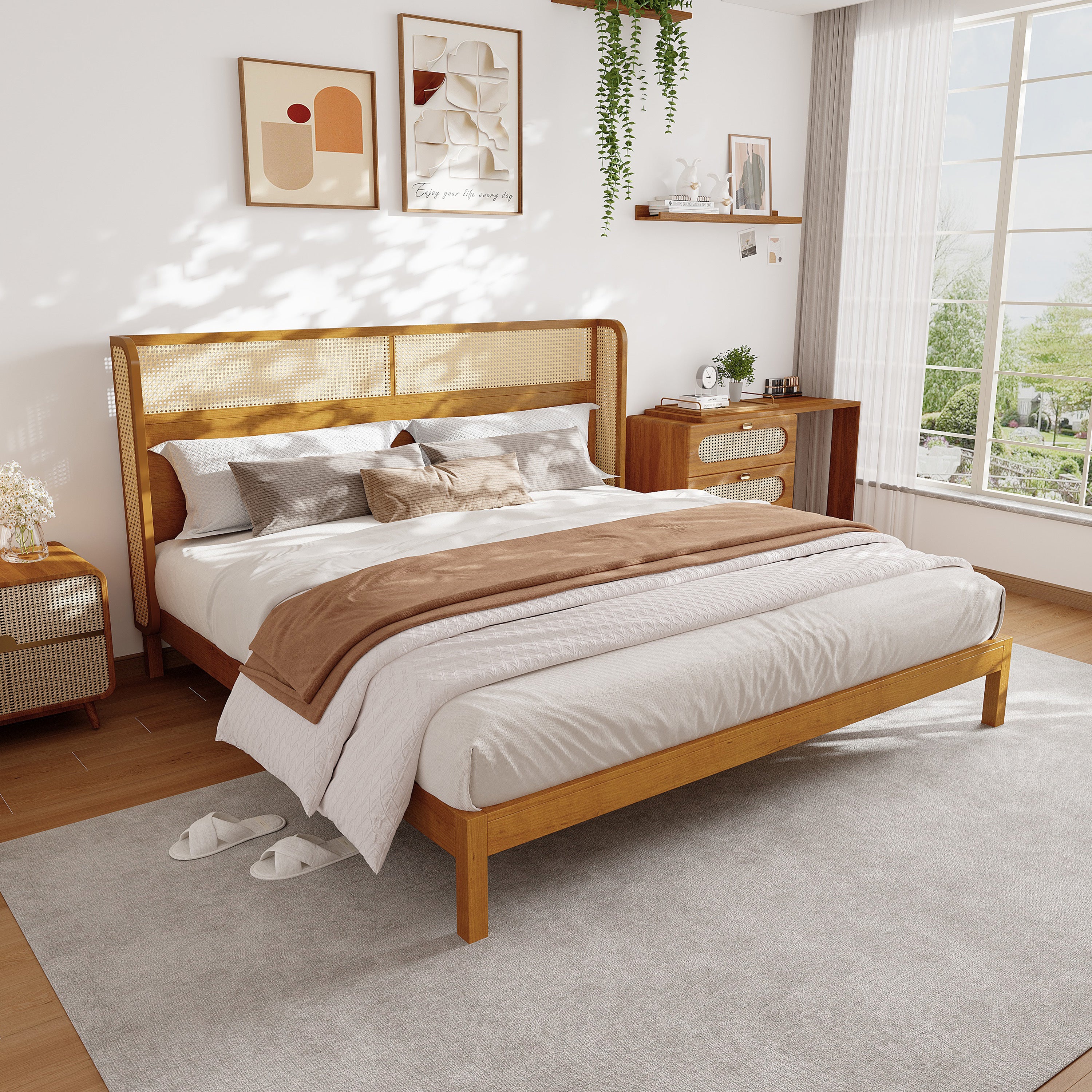 Premium Rubber Wood Platform Bed Frame