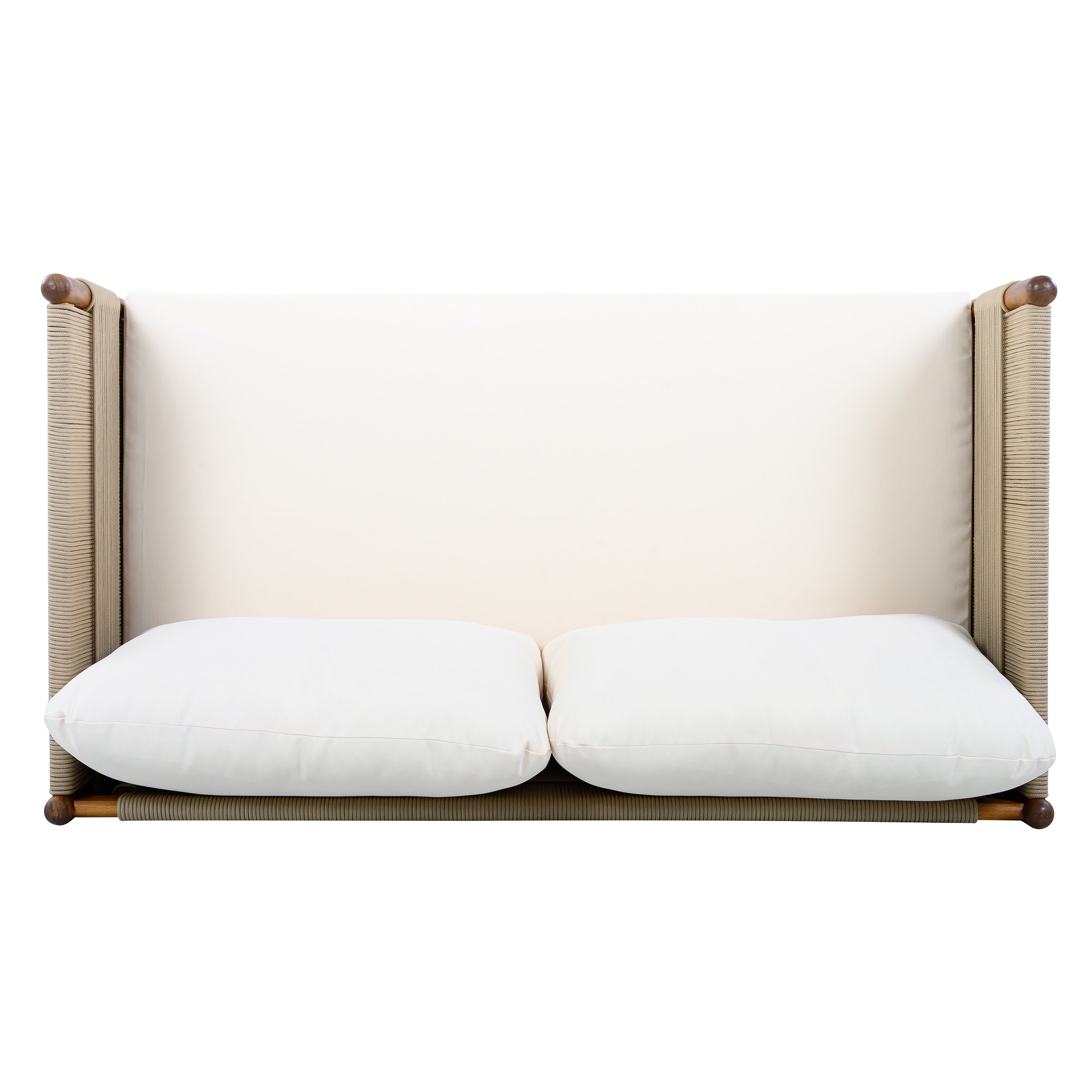 Seabrook Acacia Wood Outdoor Loveseat with Diamond Rope Weave & Cushions
