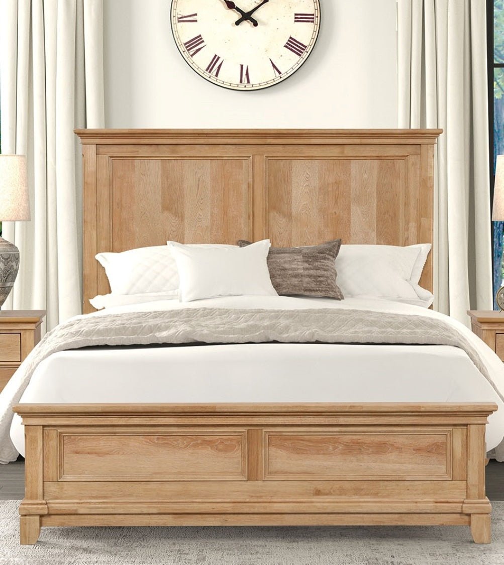 Kitsch Farmhouse Bed with Plank Headboard