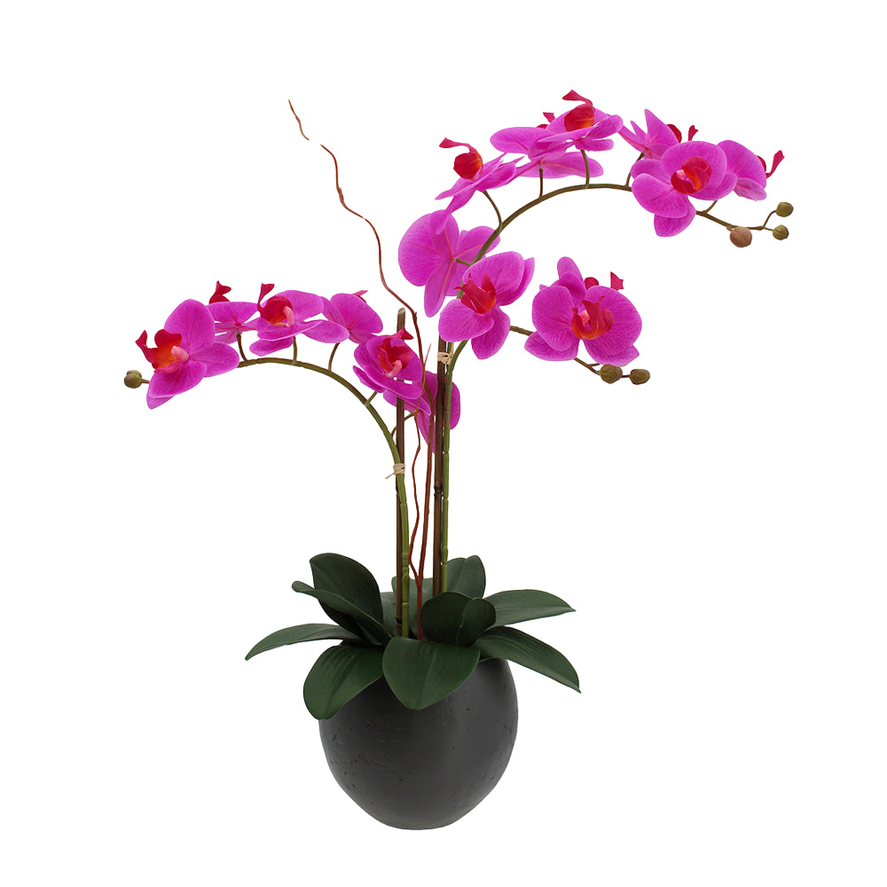 Faux Potted Orchid Plant Arrangement in Pink, 25 in