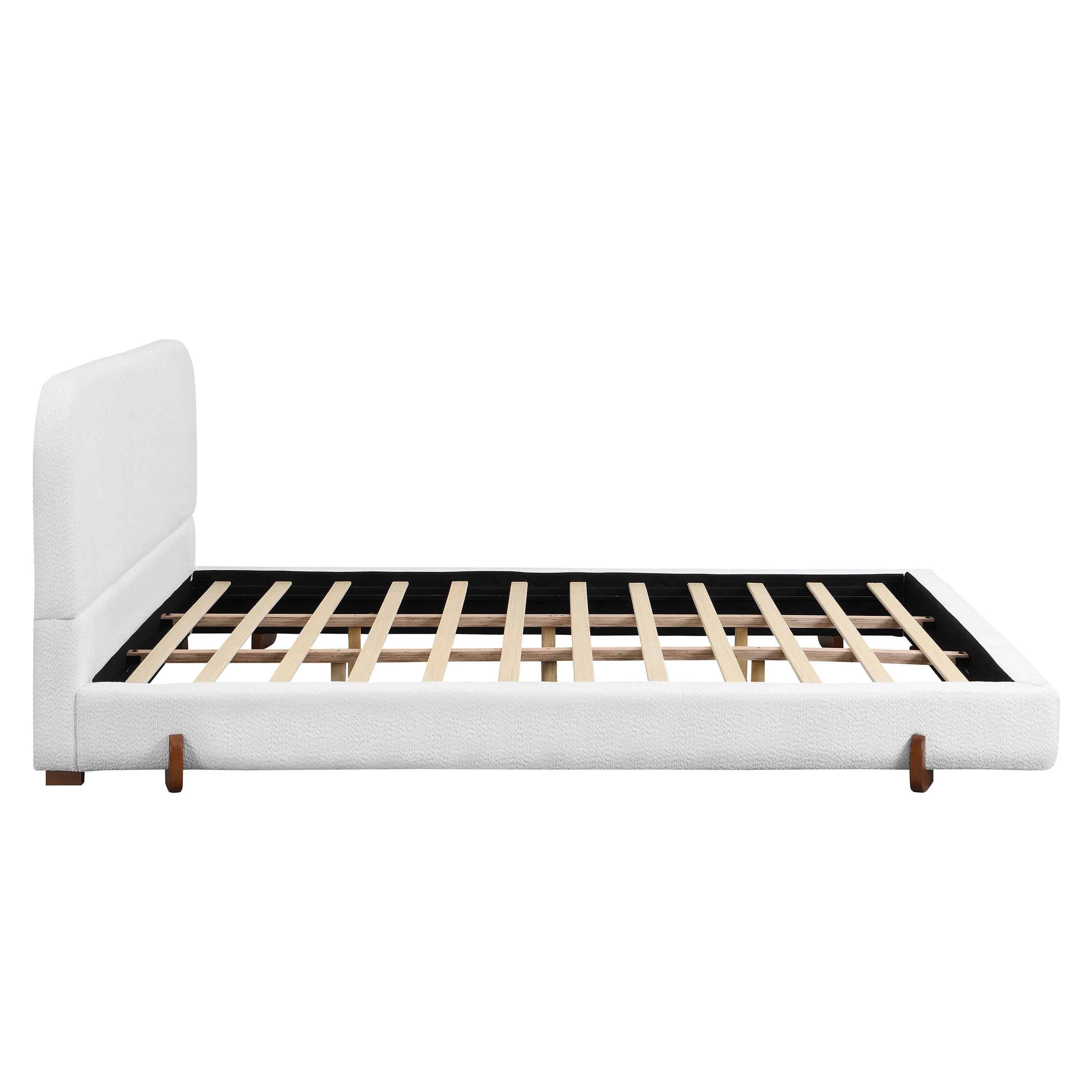 Fabric and Solid Wood Legs Upholstered Bed Frame