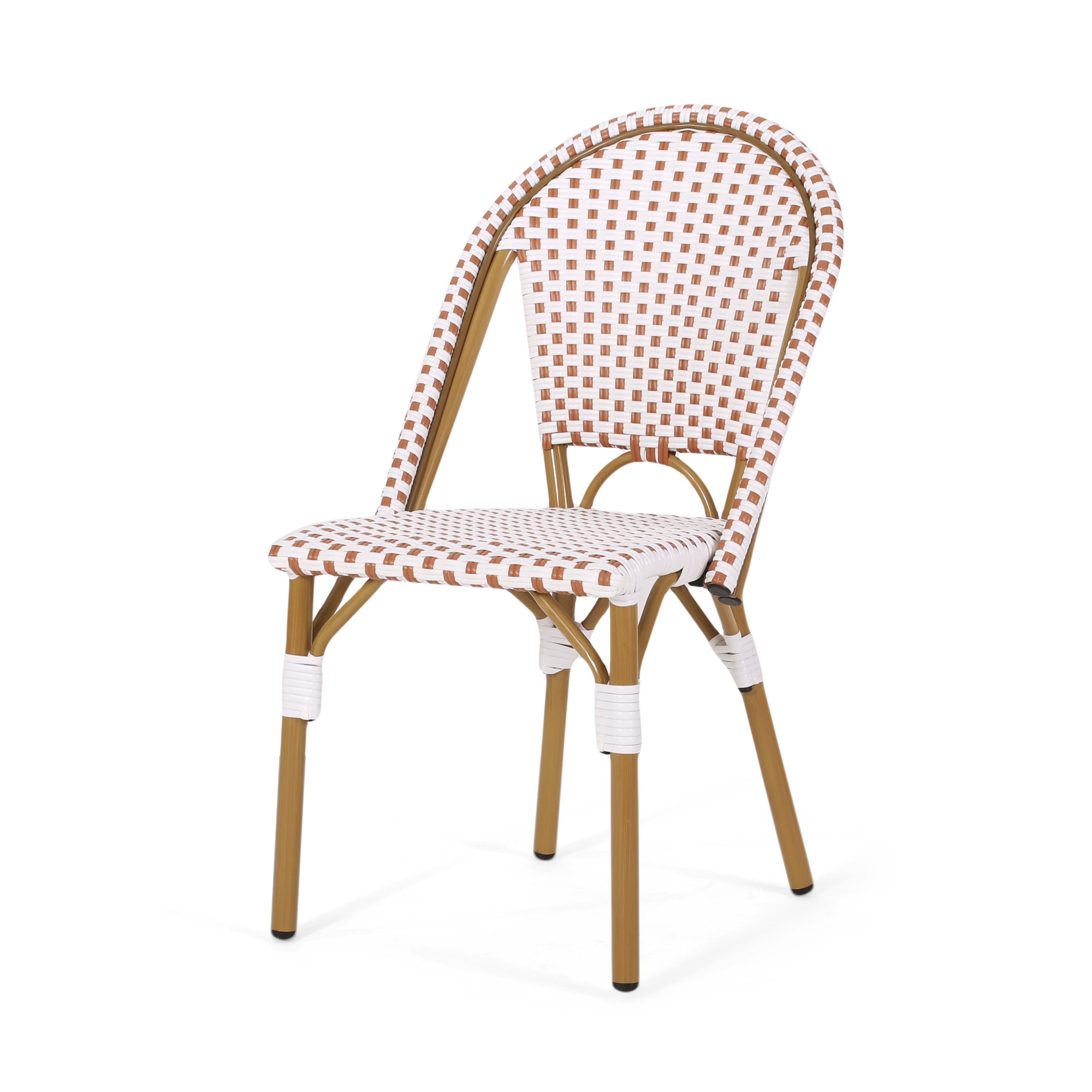 PE Rattan and Aluminum Bistro Chair with Arched Back, Set of 2