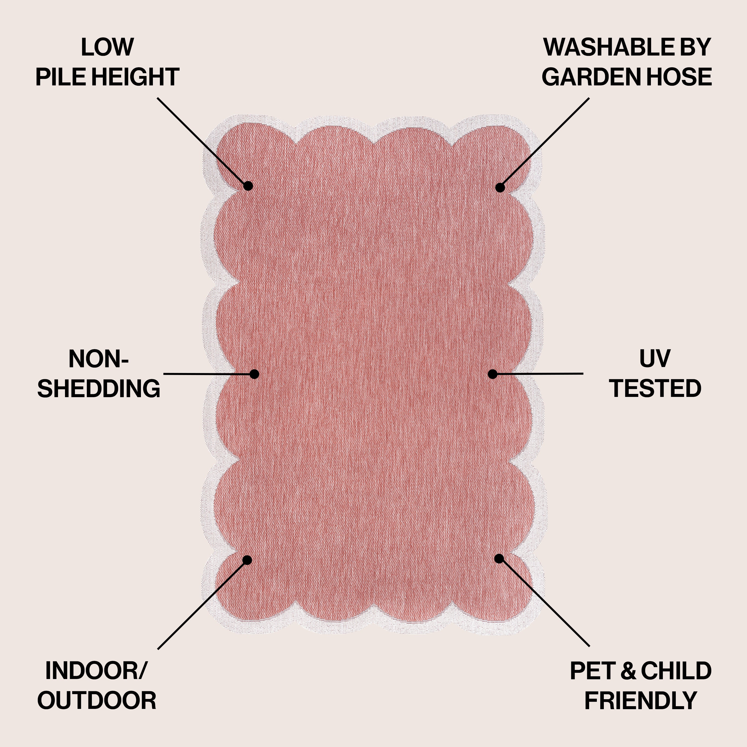 Alice Classic Cottage Two-Tone Scalloped Indoor/Outdoor Shaped Area Rug