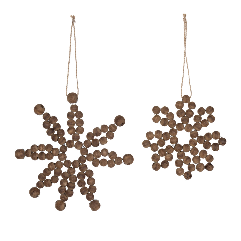 Wood Bead Snowflake Ornament (Set of 12)