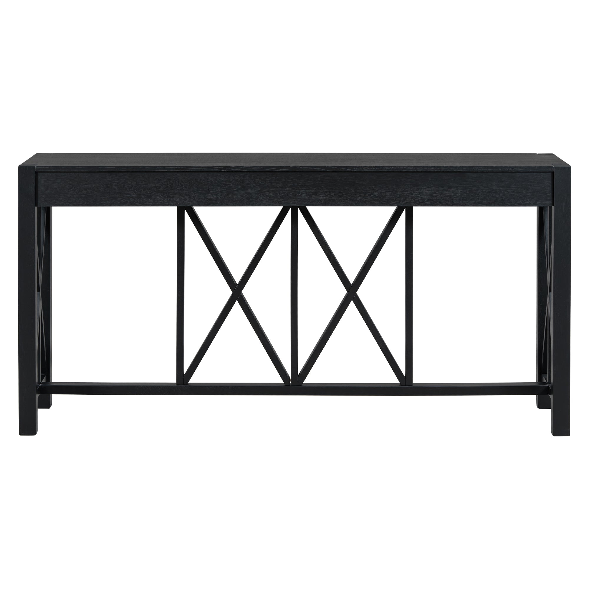 Modern Crisscross Design Entryway Table with Open Bottom Storage