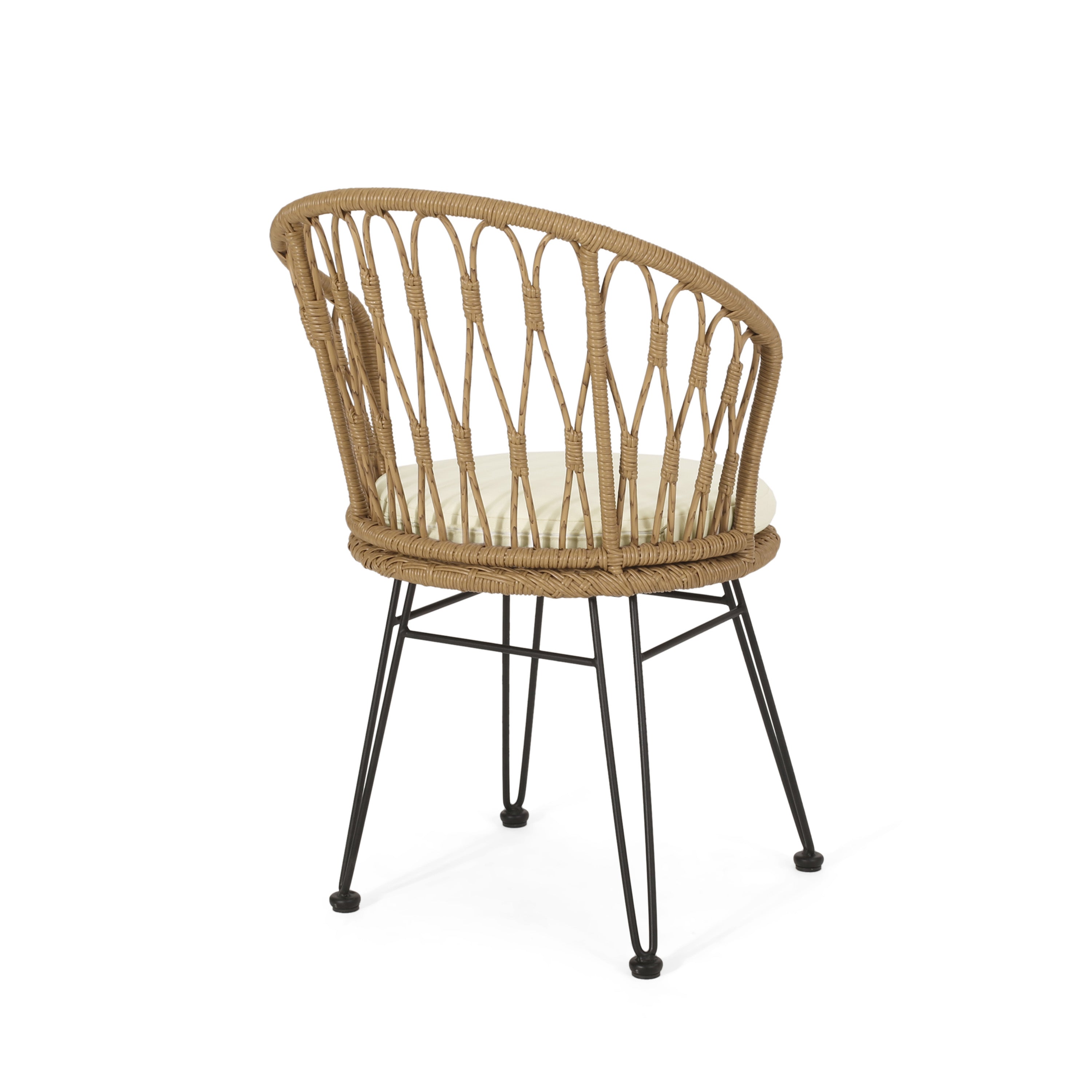 Outdoor Chair with Hairpin Legs and Curved Frame, Set of 2