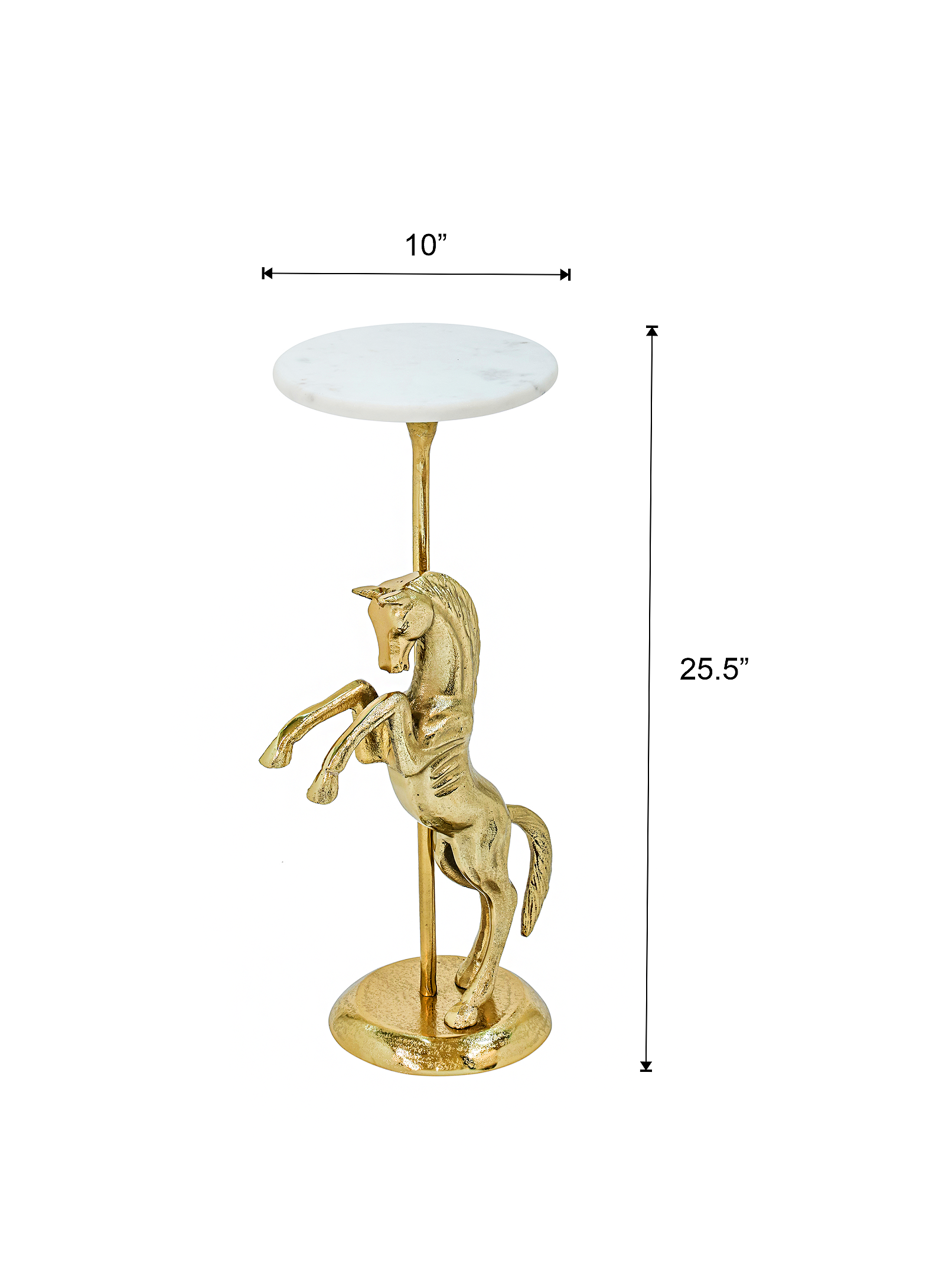 Horse Side Table with White Marble Top