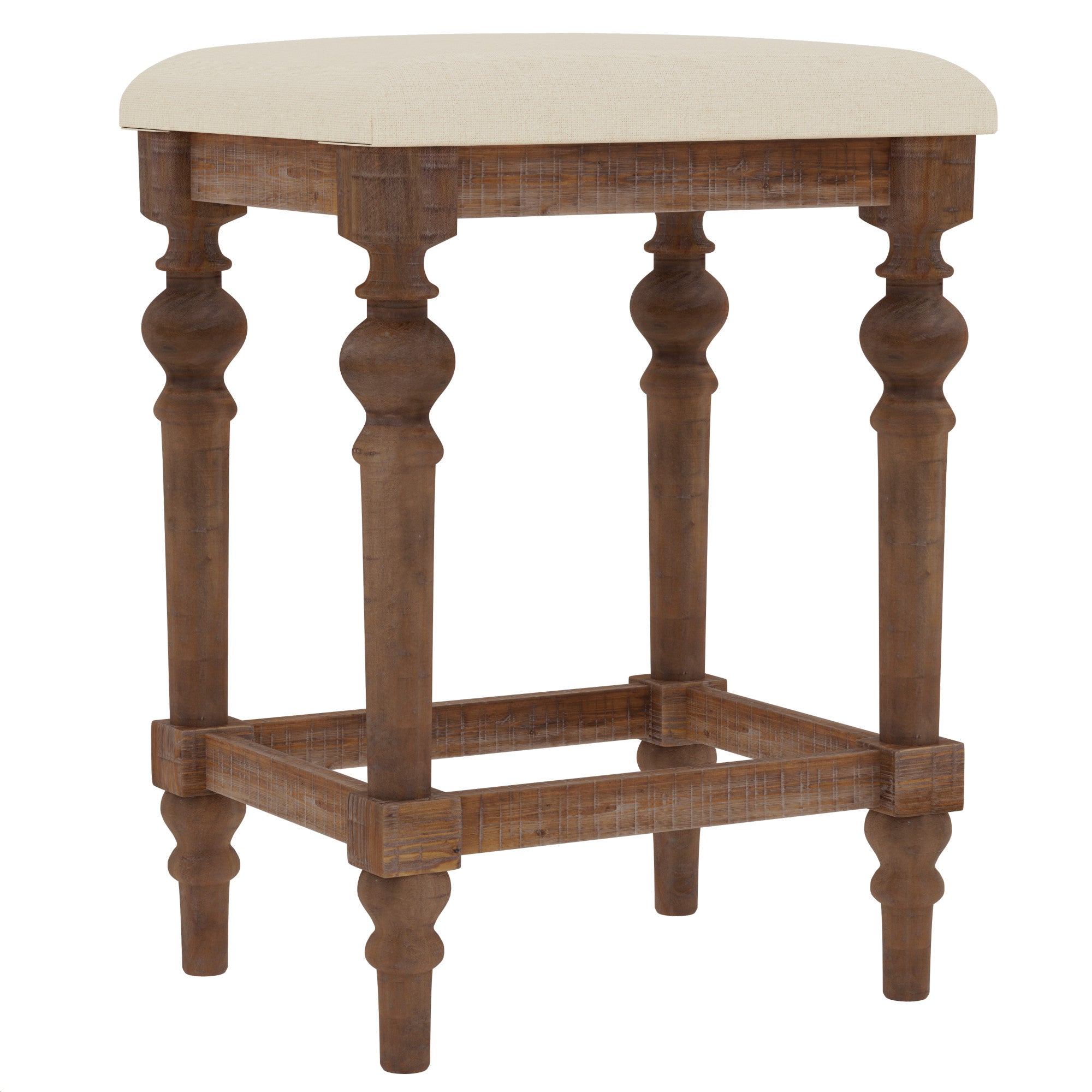4-Piece Console Table with 3 Stools, 2 Drawers and Turned Legs