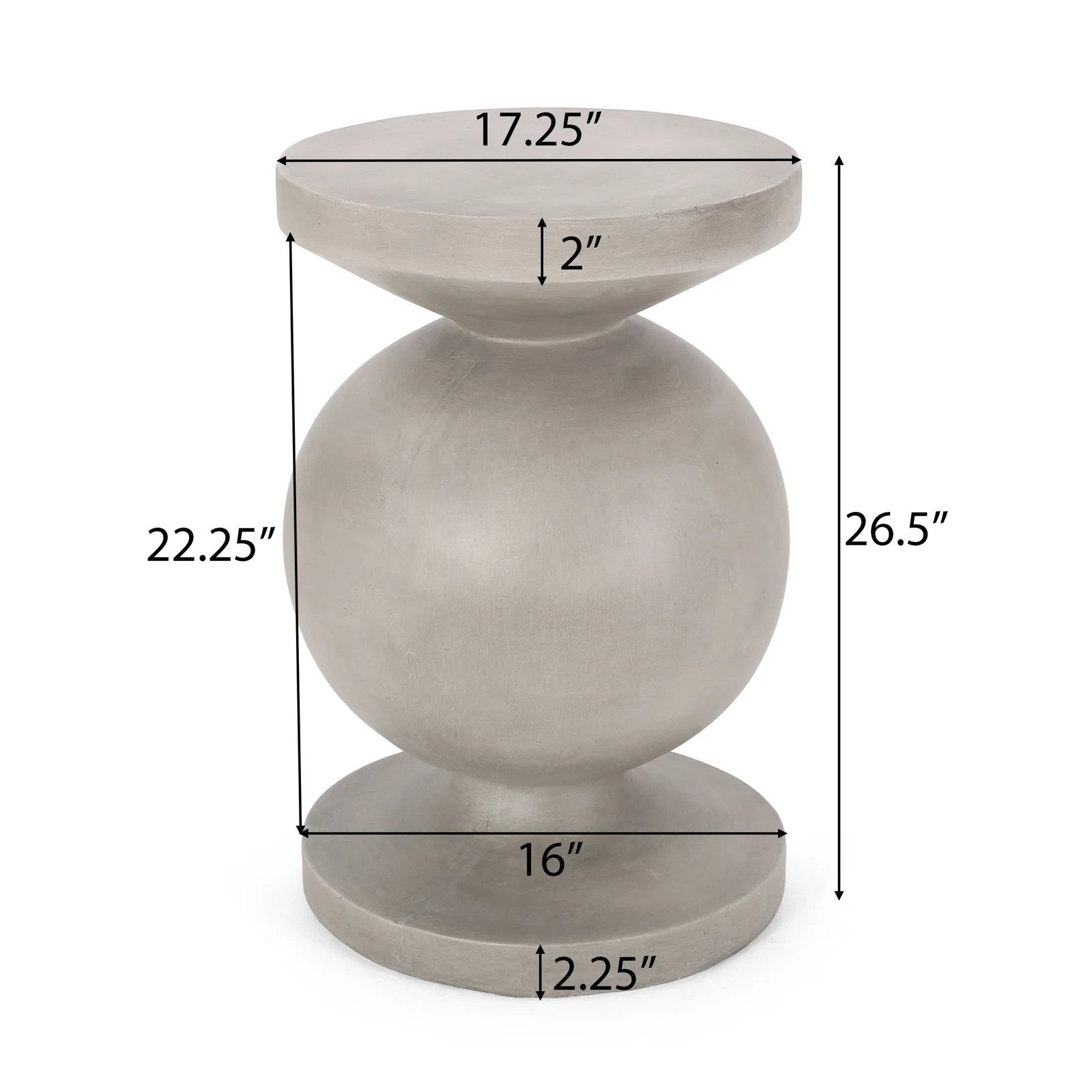 Outdoor Concrete Side Table with Round Top and Pedestal Base