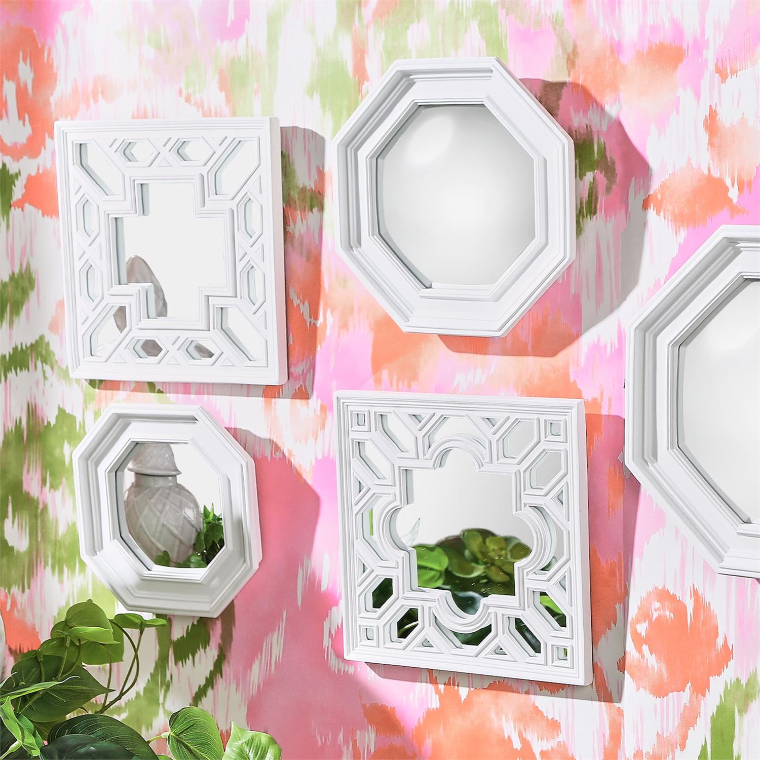 Octogon Hanging Wall Mirrors, Set of 3