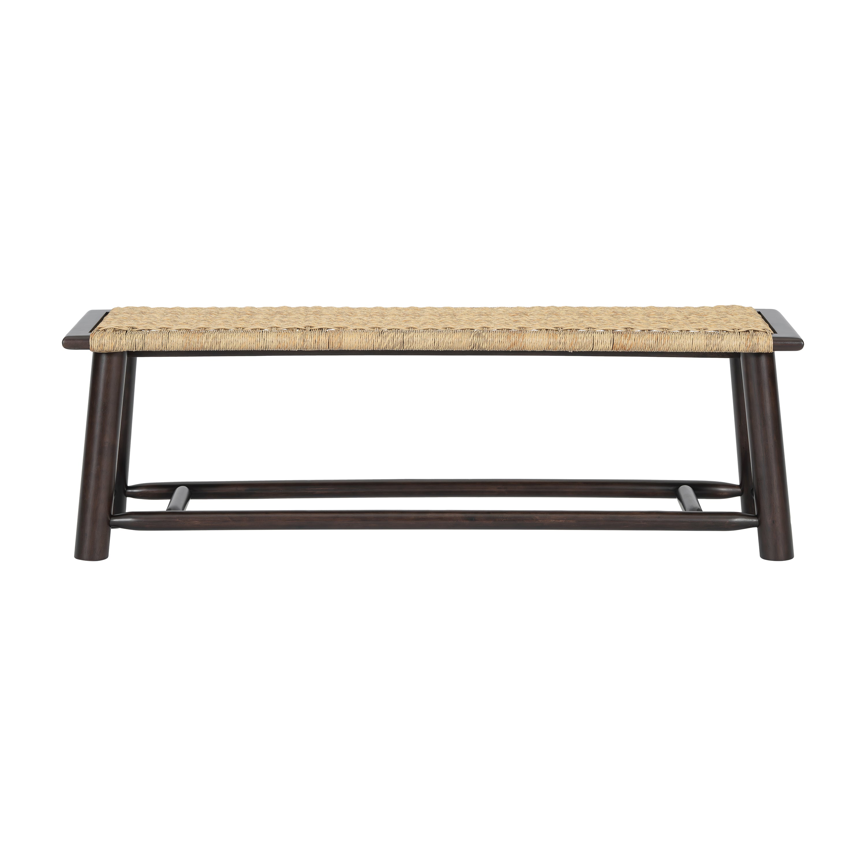 Farmhouse Modern Solid Wood Rattan Bench