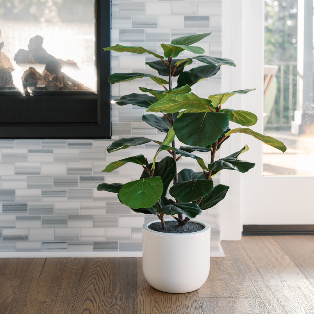 Faux Potted Fiddle Leaf Fig Tree, 3 ft