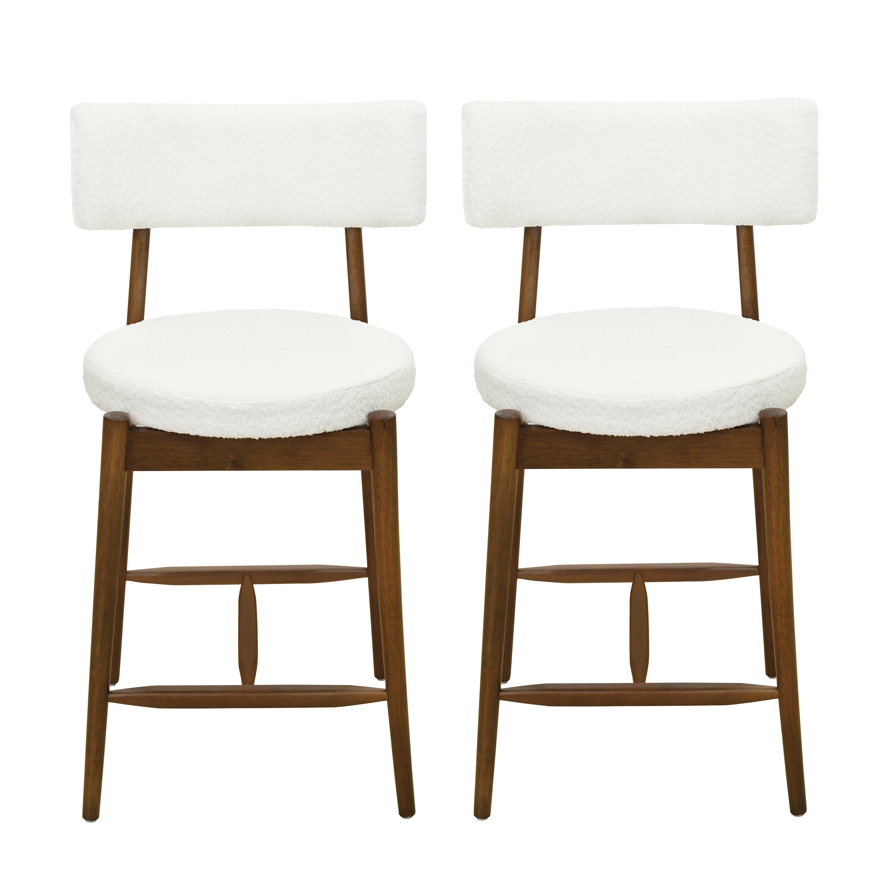 Harveston Mid Century Modern Boucle Upholstered Counter Stools, Set of 2