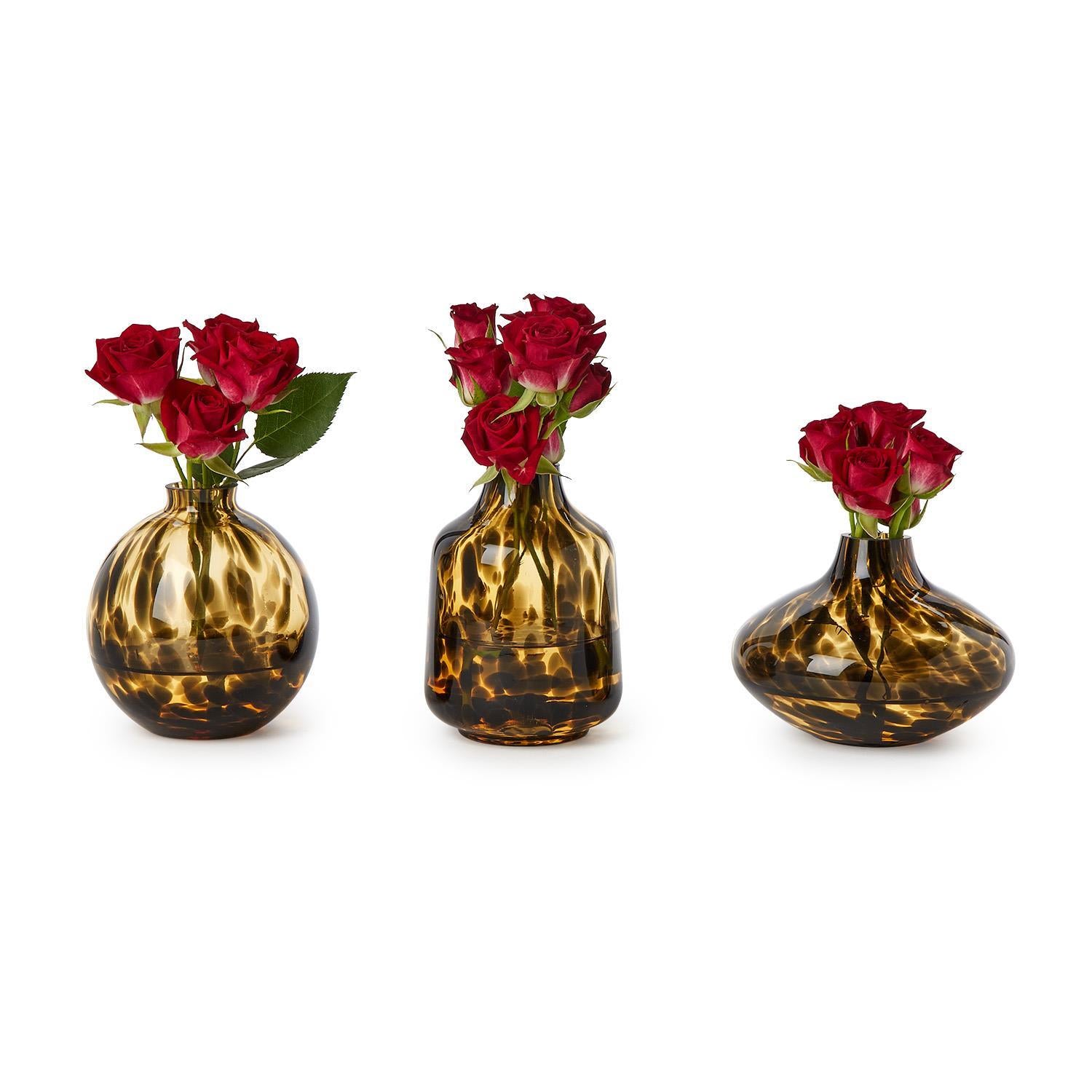 Tortoise Print Vases, Set of 3