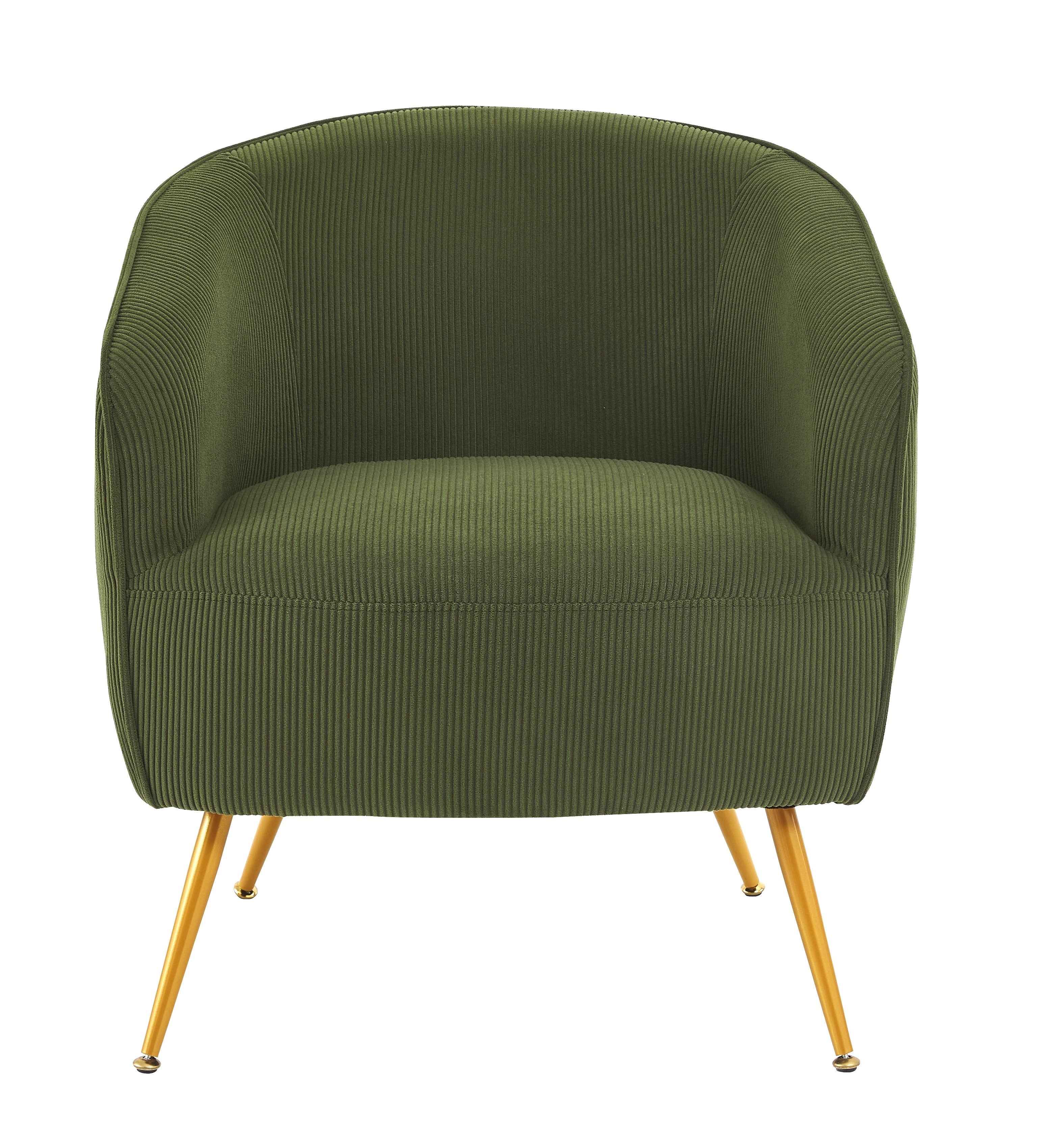 Corduroy Accent Chair with Gold Metal Legs, Modern Upholstered Armchair, Comfy Barrel Chair for Living Room Bedroom