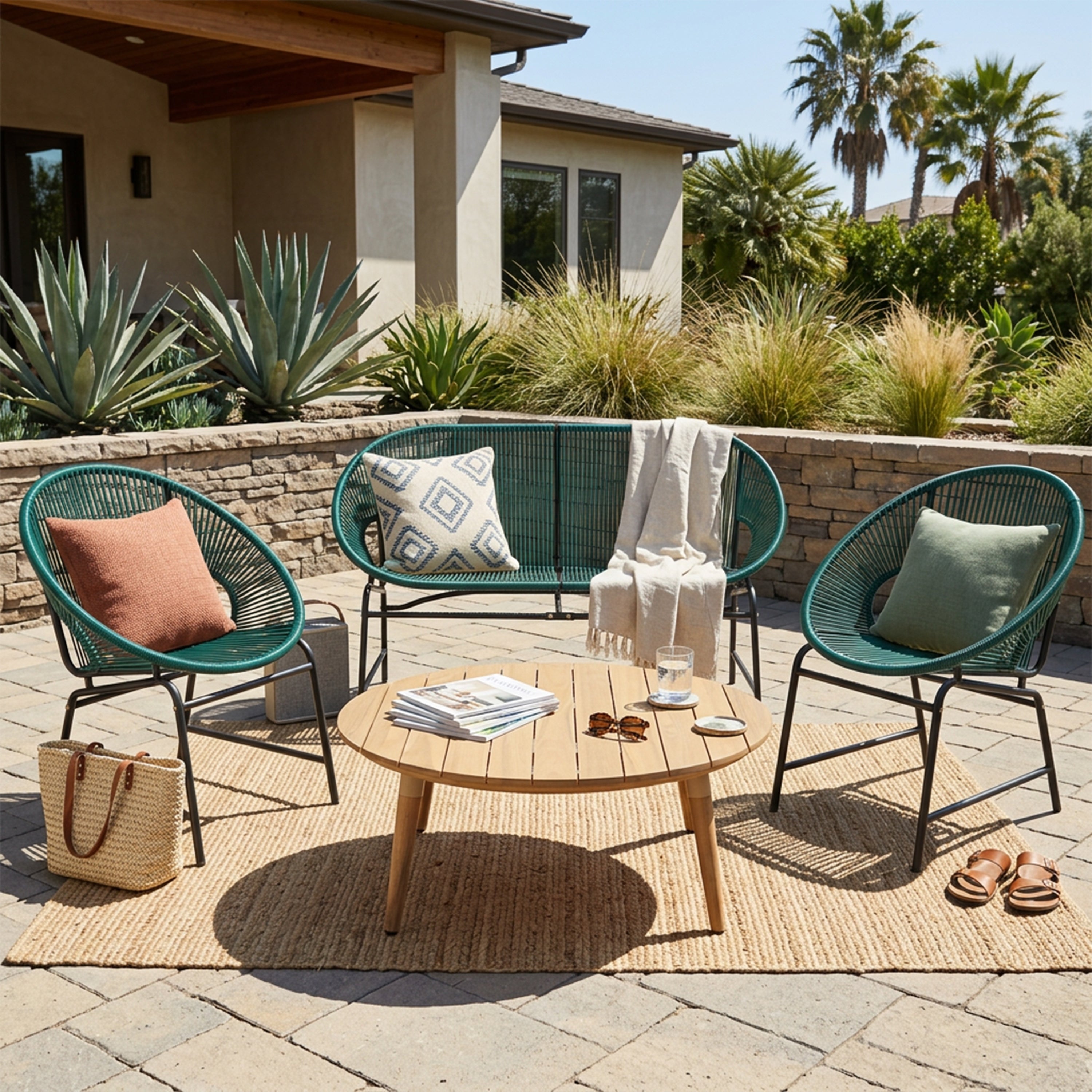 Nusa Outdoor Patio 4-PCS Wicker Chat Set