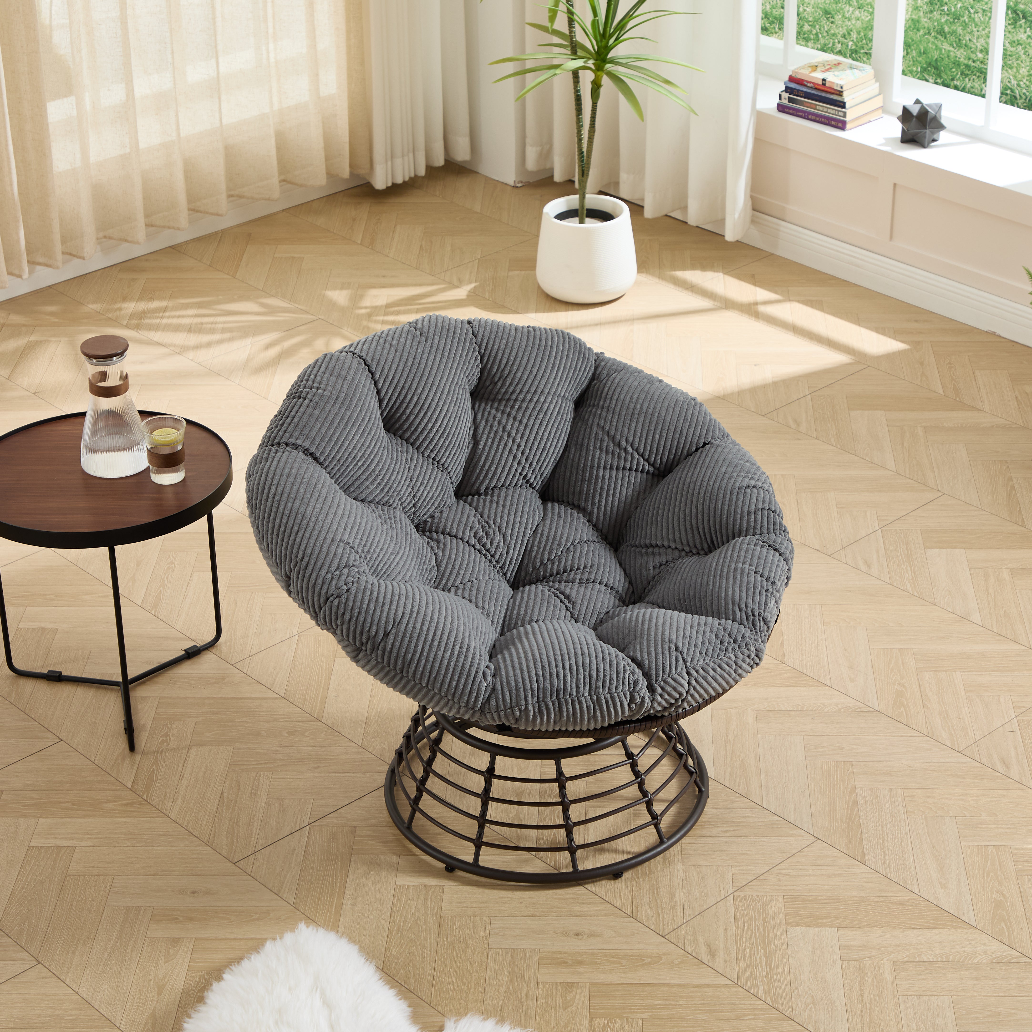 The Original Papasan™ 360° Swivel Indoor Outdoor Wicker Papasan Chair with Soft Thick Cushion