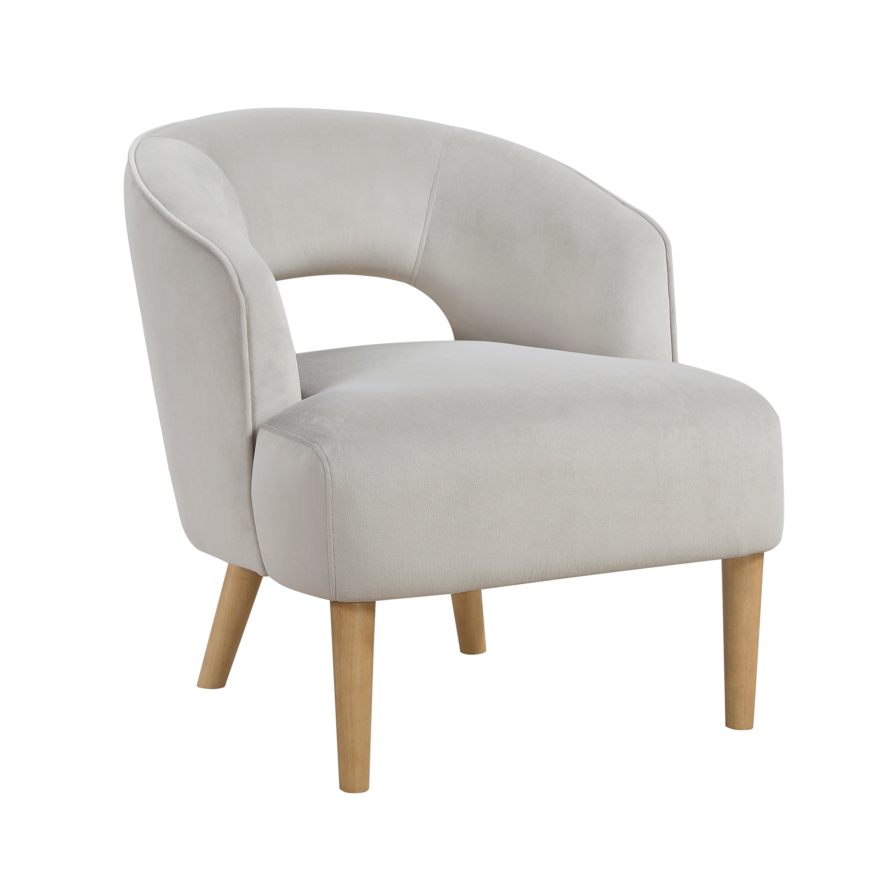 Modern Plush Velvet Open Back Barrel Accent Chair