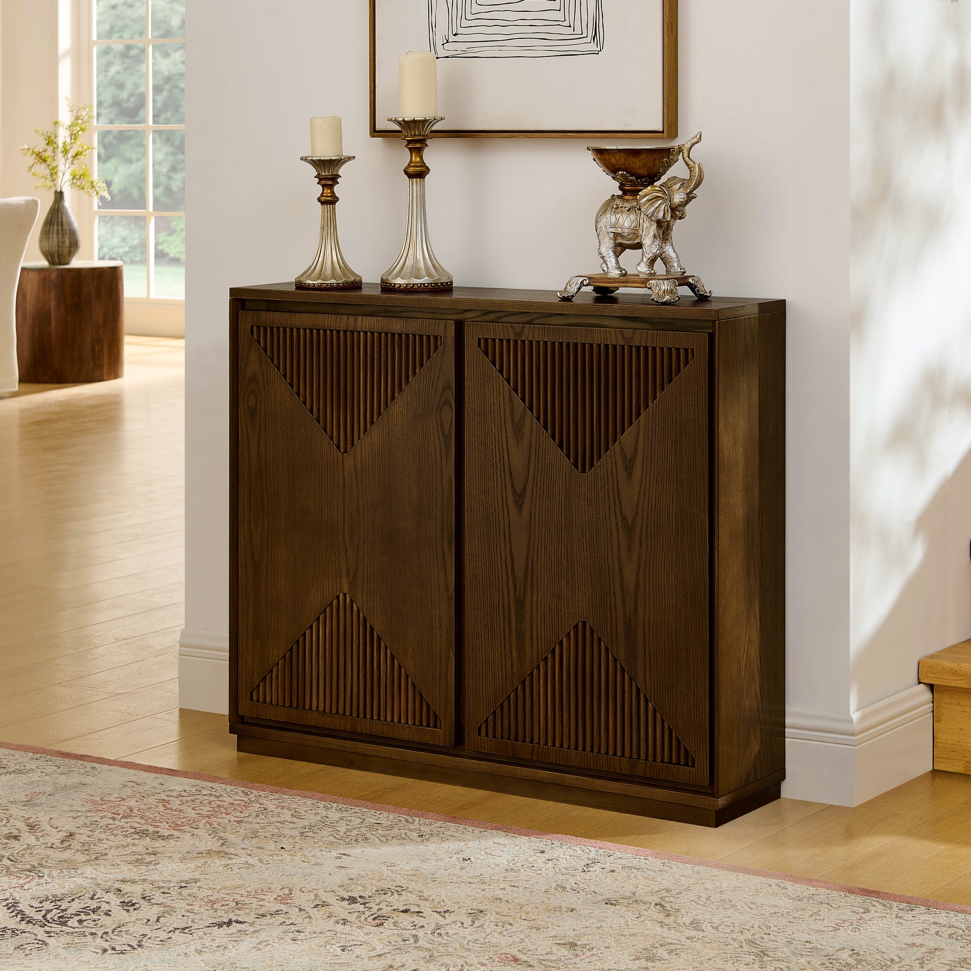 Mid Century Modern V-Shape Narrow Storage Cabinet