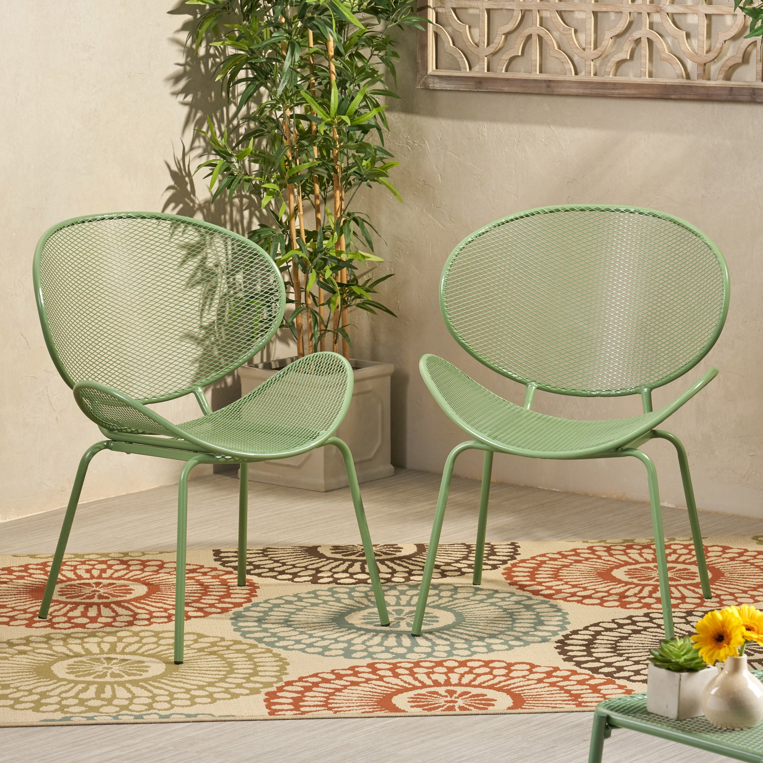 Modern Elba Chair Set With Mesh Seating And Retro Shell Design