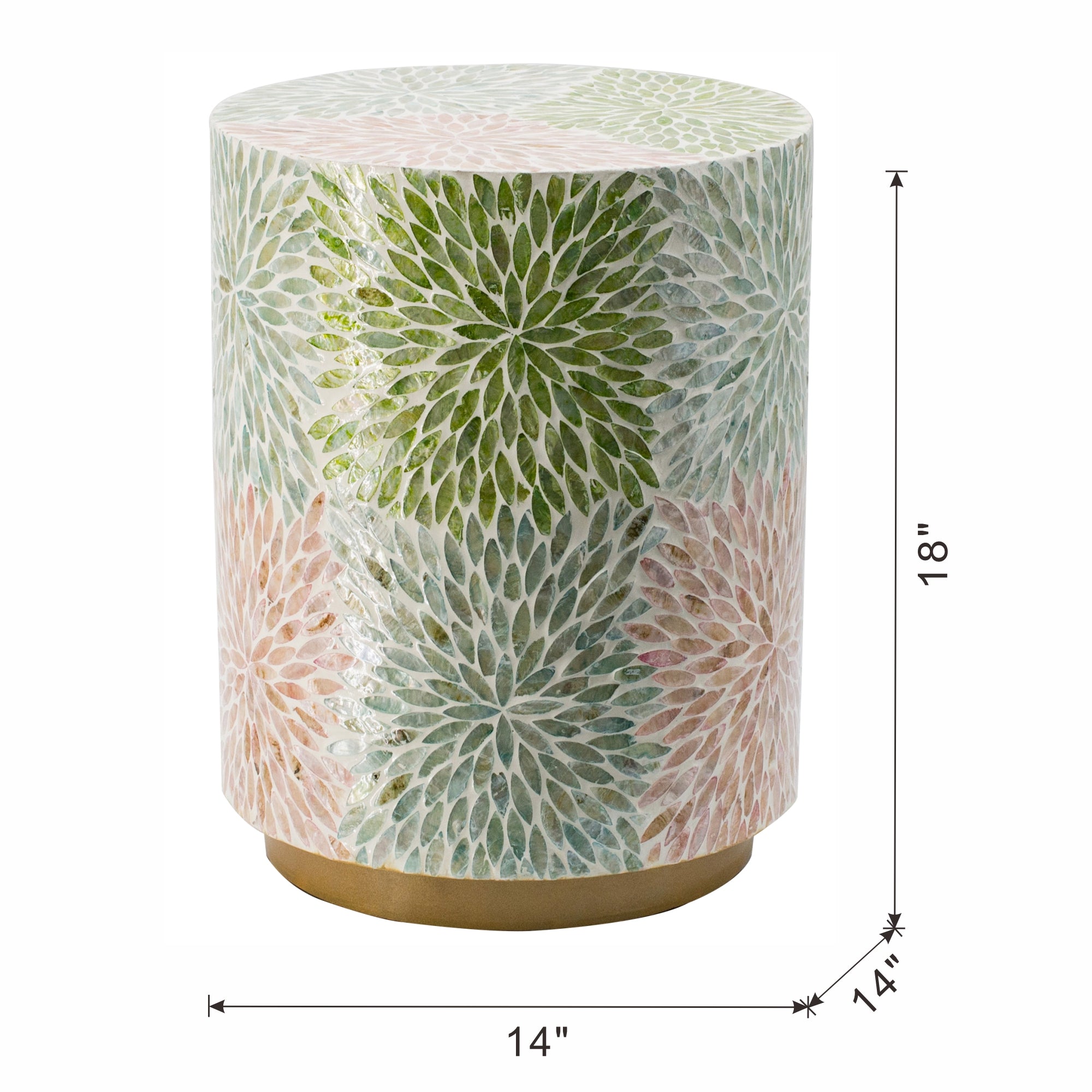 Floral Cylindrical Capiz Side Table