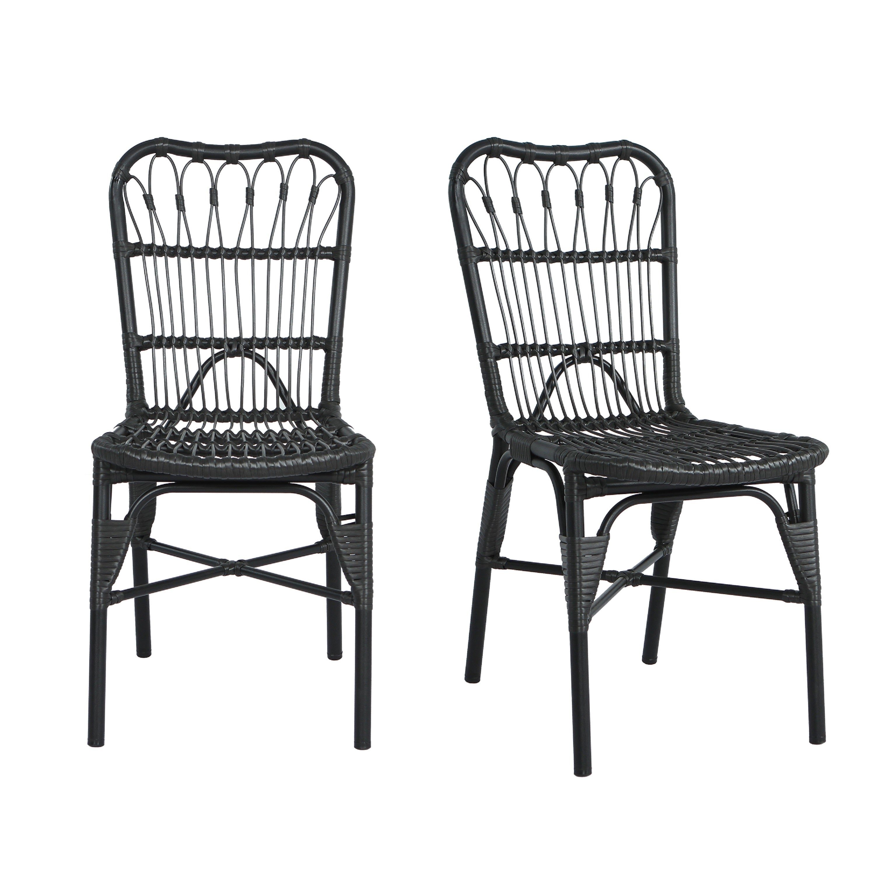 Outdoor Rattan Patio Dining Chairs, Set of 2