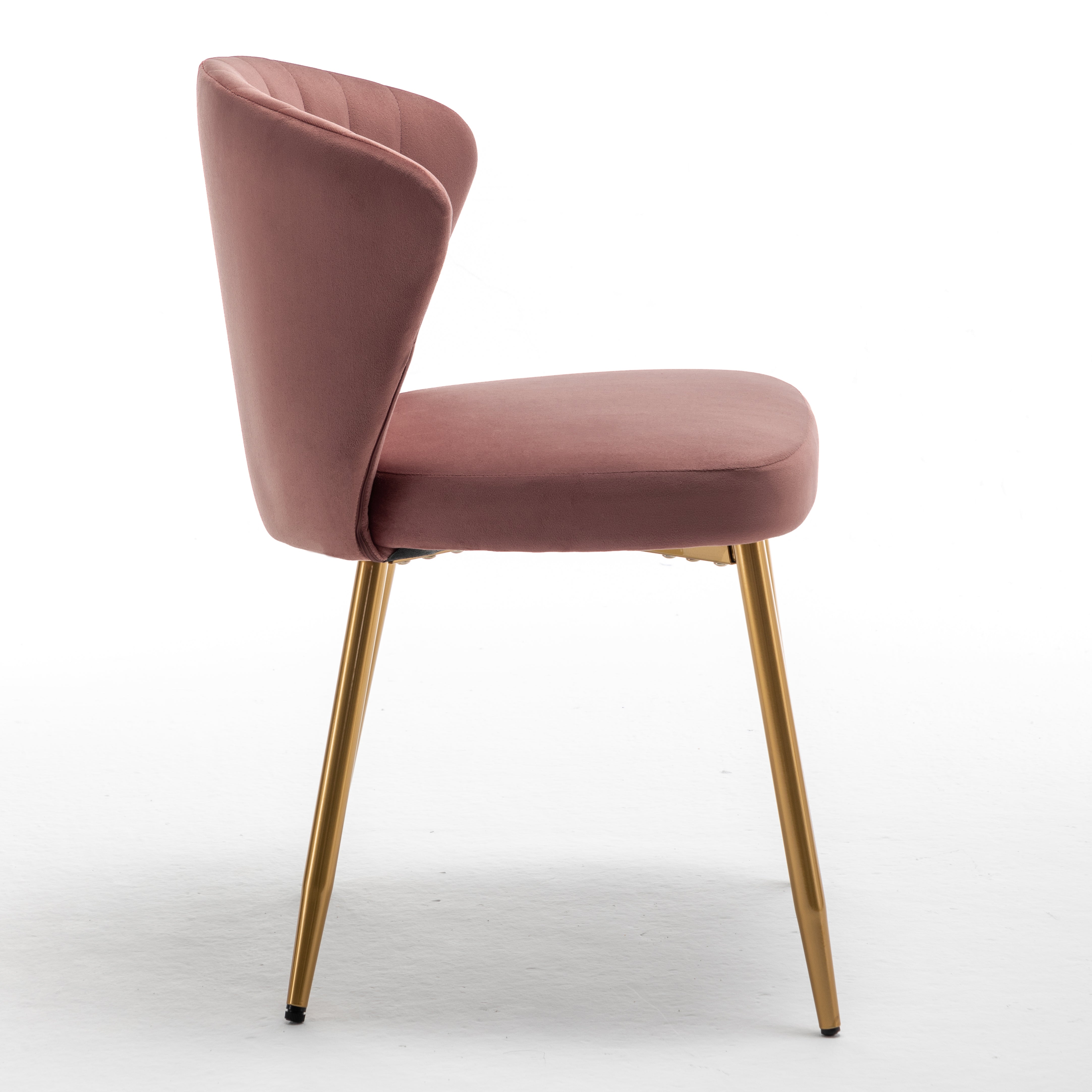 Modern Channel Velvet Armless Accent Chair with Gold Metal Legs