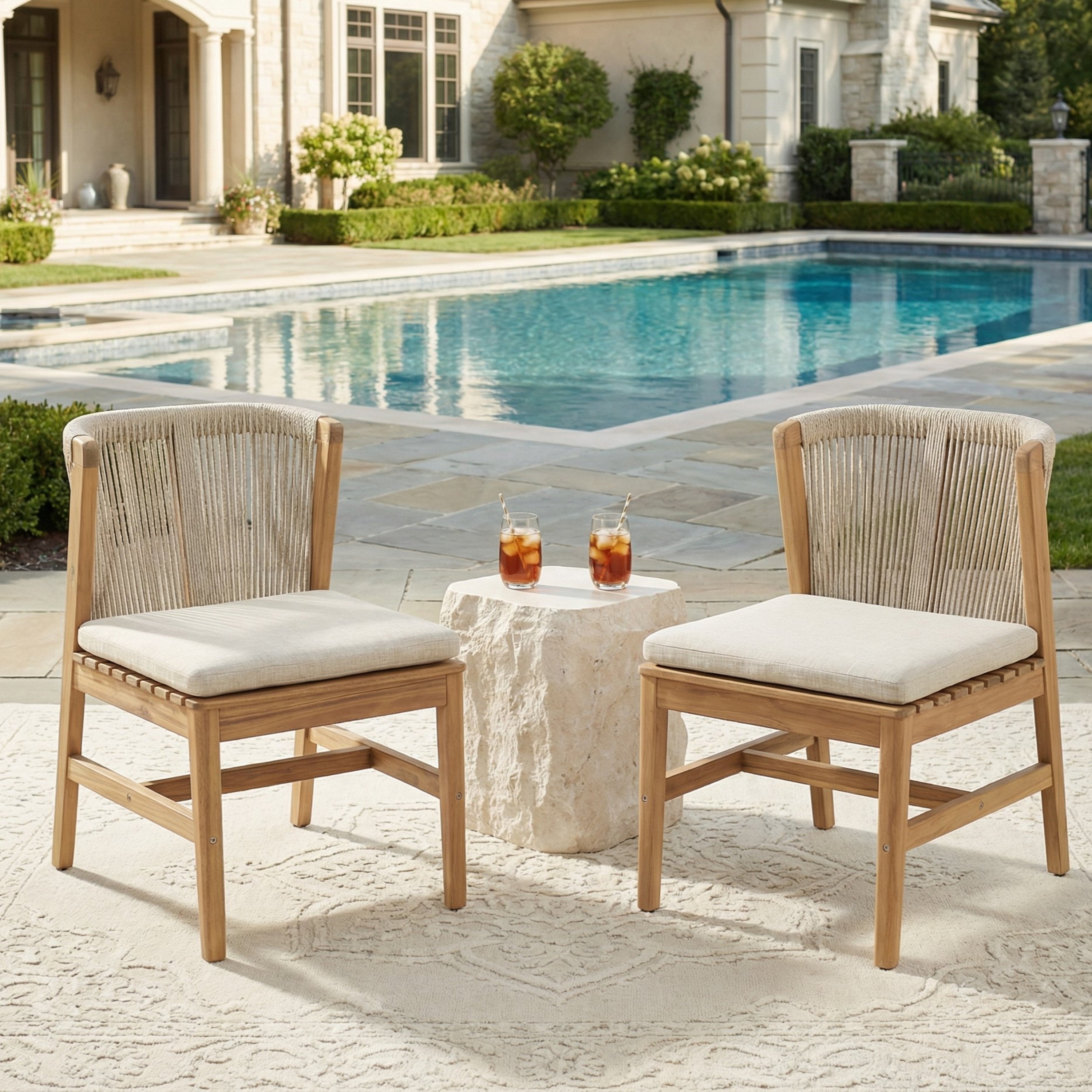 Louie Outdoor Dining Chairs, Set of 2