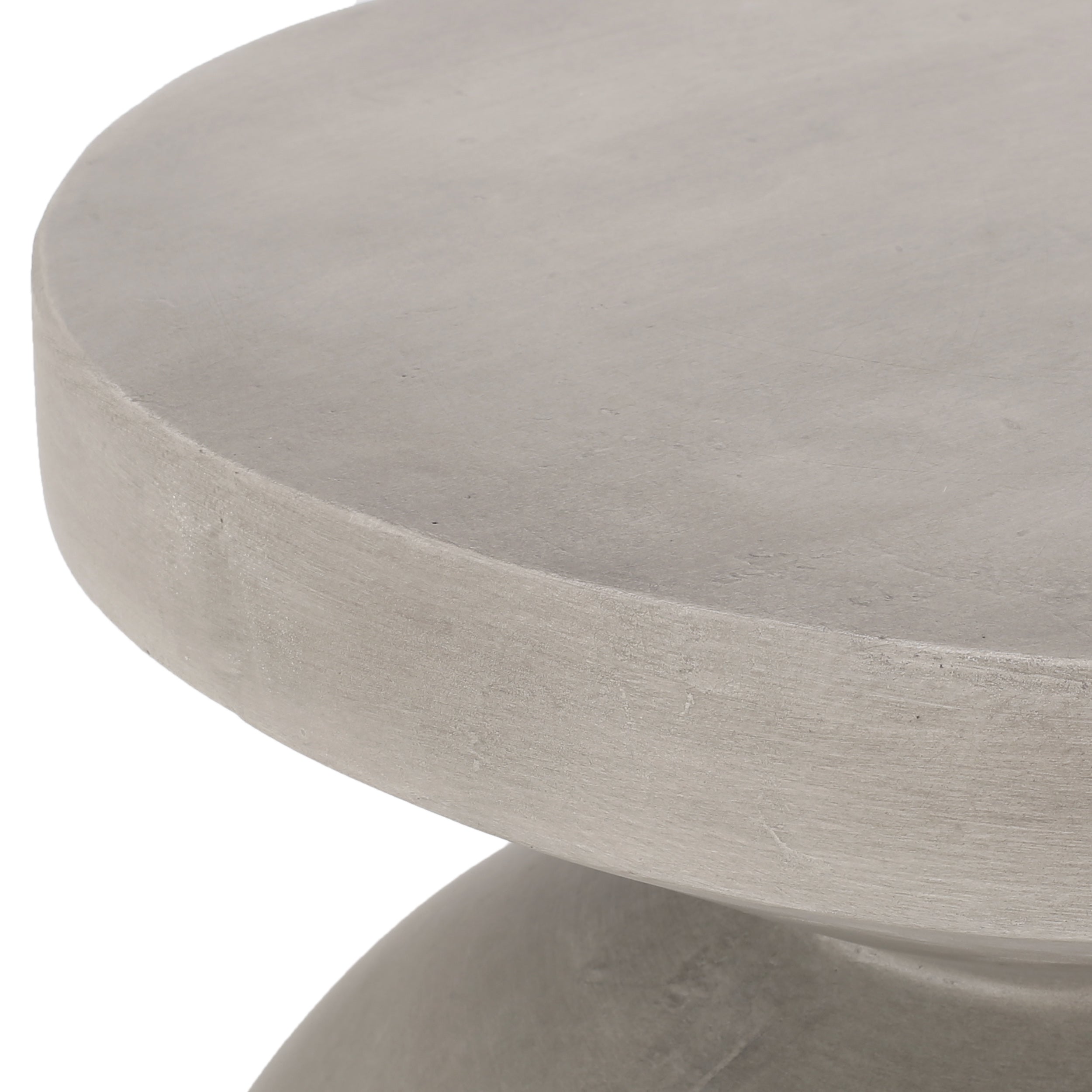 Outdoor Concrete Side Table with Round Top and Pedestal Base