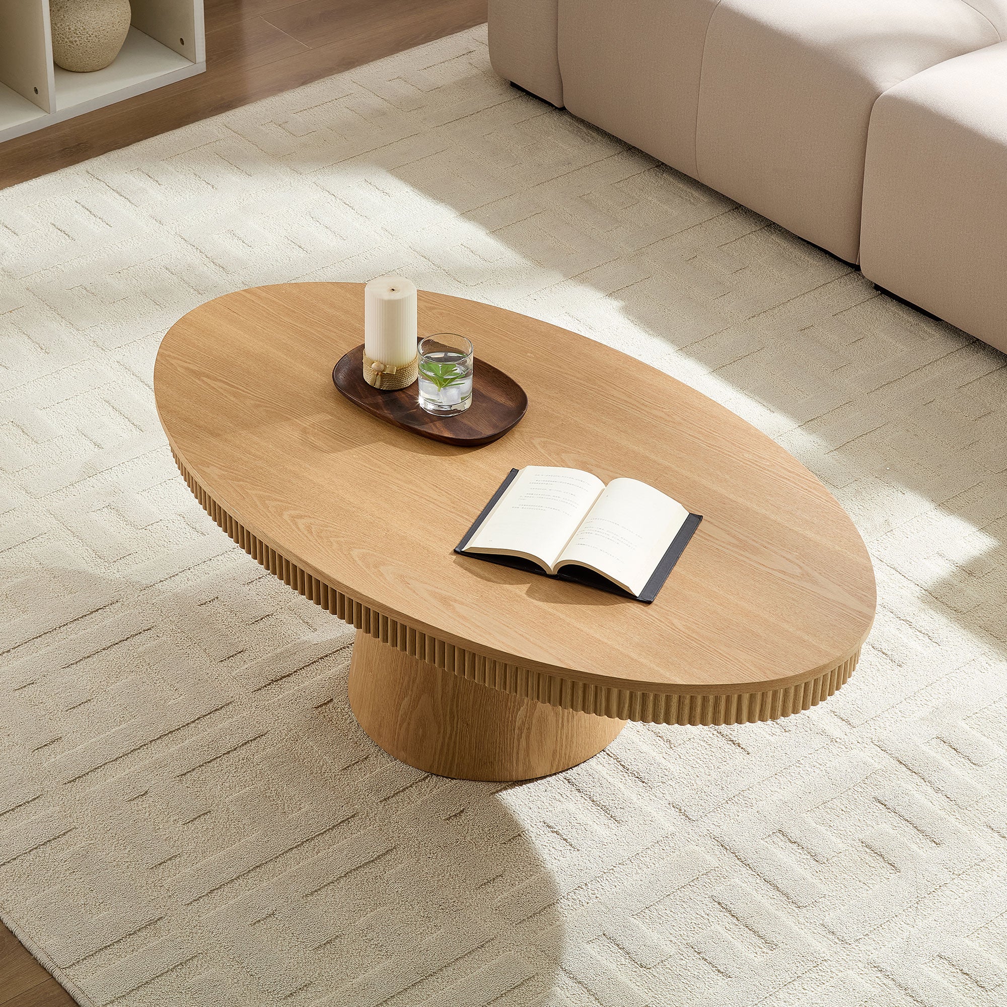 Fluted Oval Pedestal Coffee Table