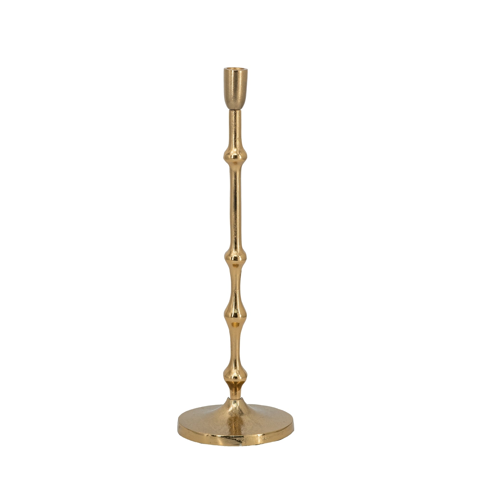 Slender Aluminum Taper Candle Holder with Bead Accents, Bronze