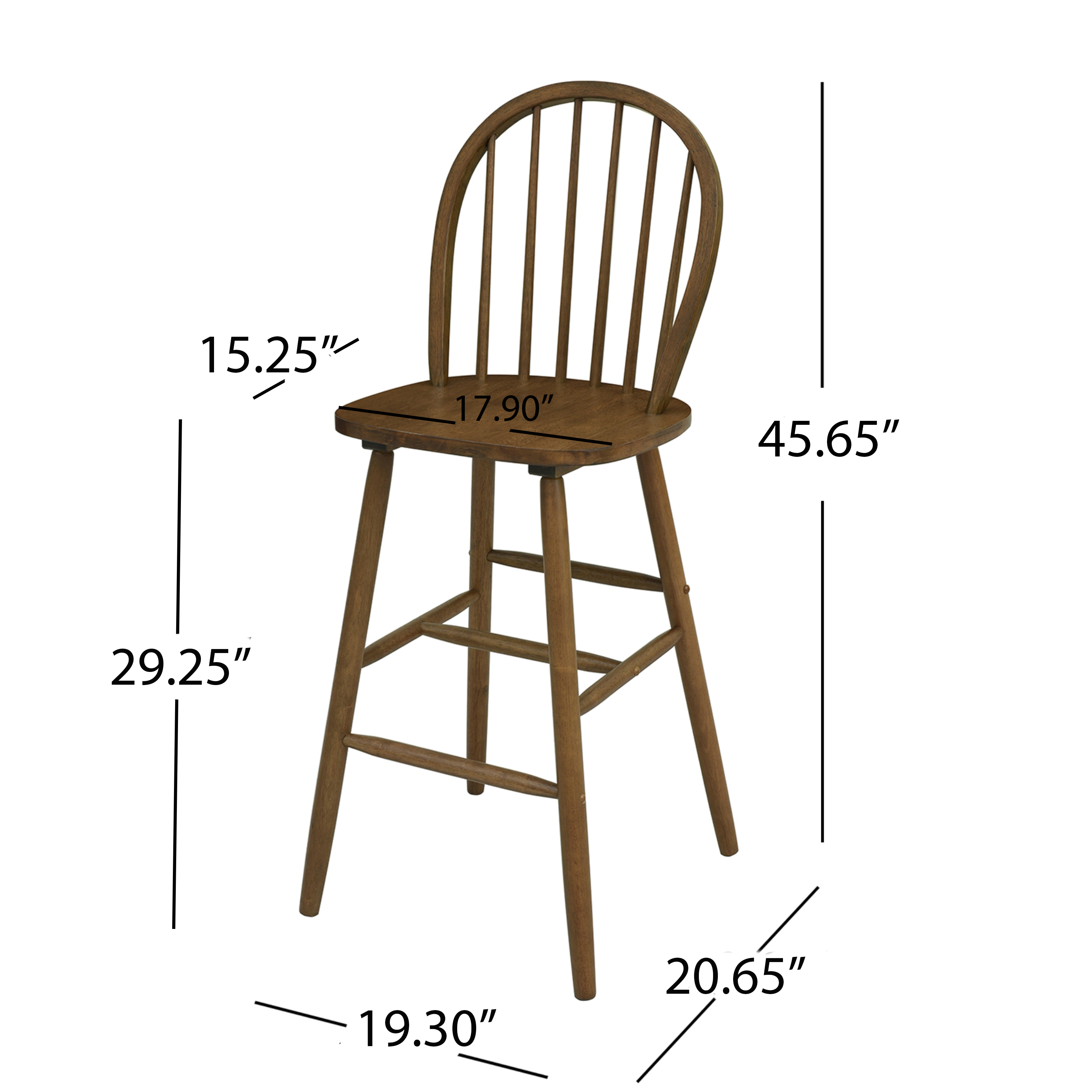 Solid Wood Spindle Back Barstool, Set of 2