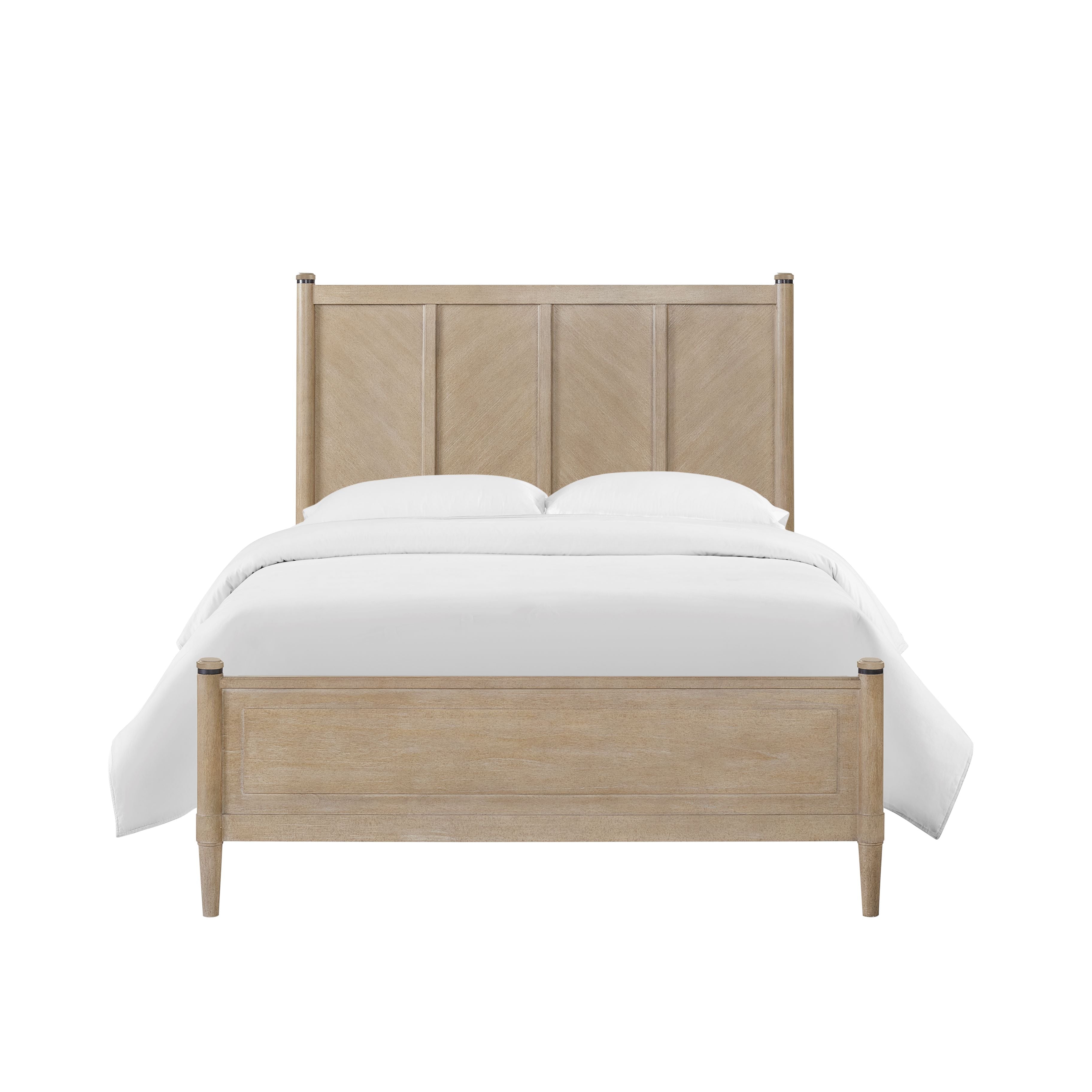 King Size Upholstered Bed with Herringbone Pattern Headboard