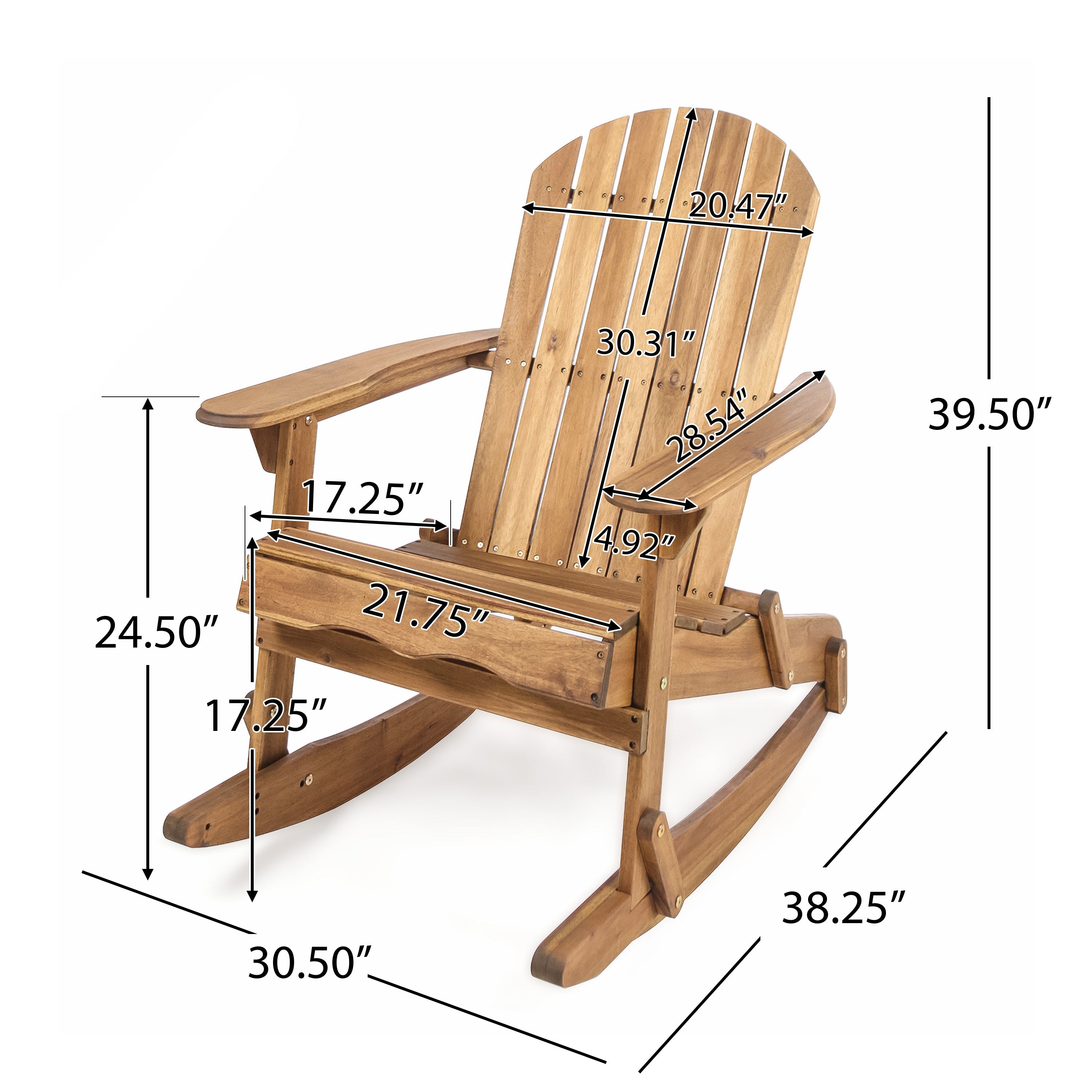 Echoes Outdoor Acacia Wood Adirondack Rocking Chair