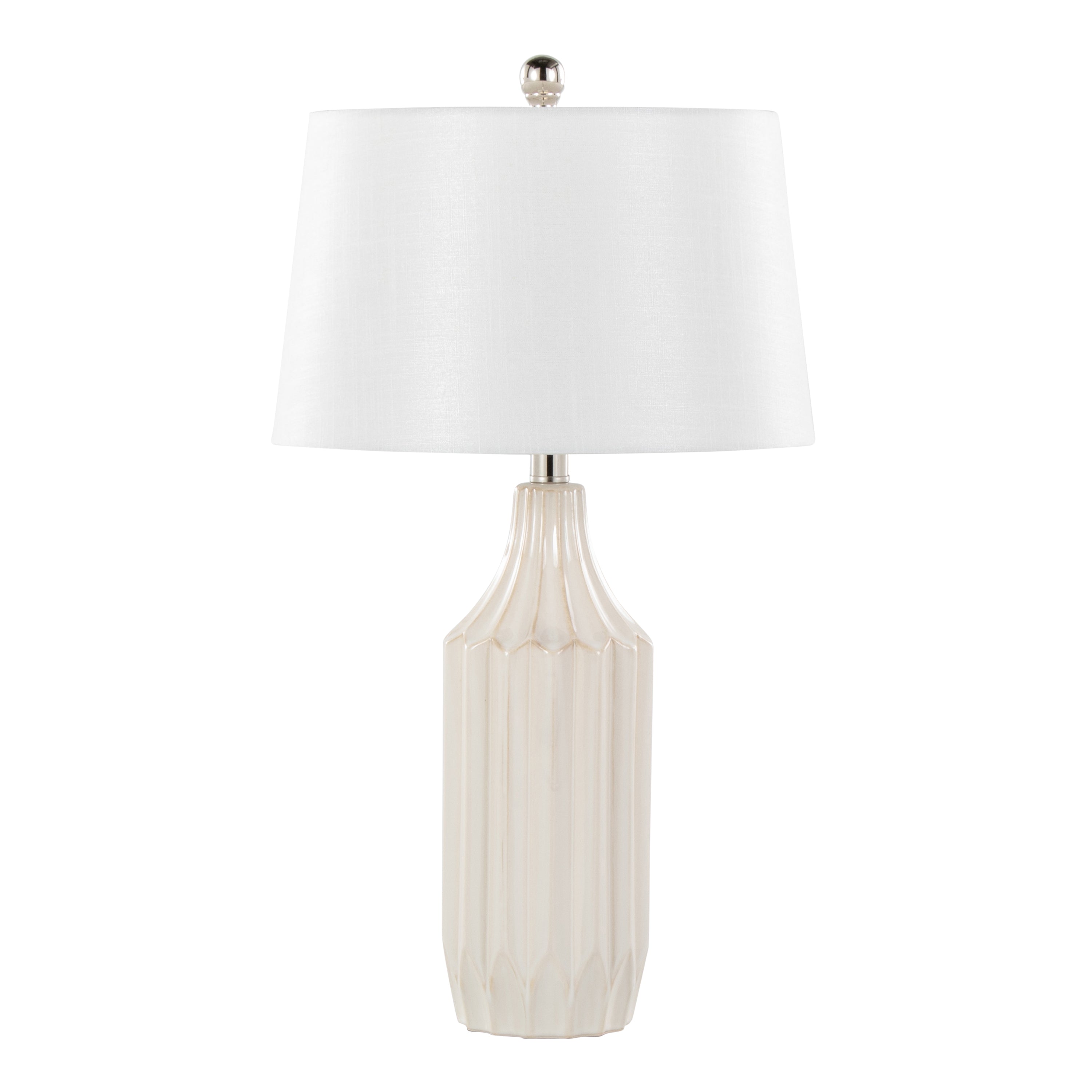 23" Table Lamp with Gloss Ceramic Base and Linen Shade