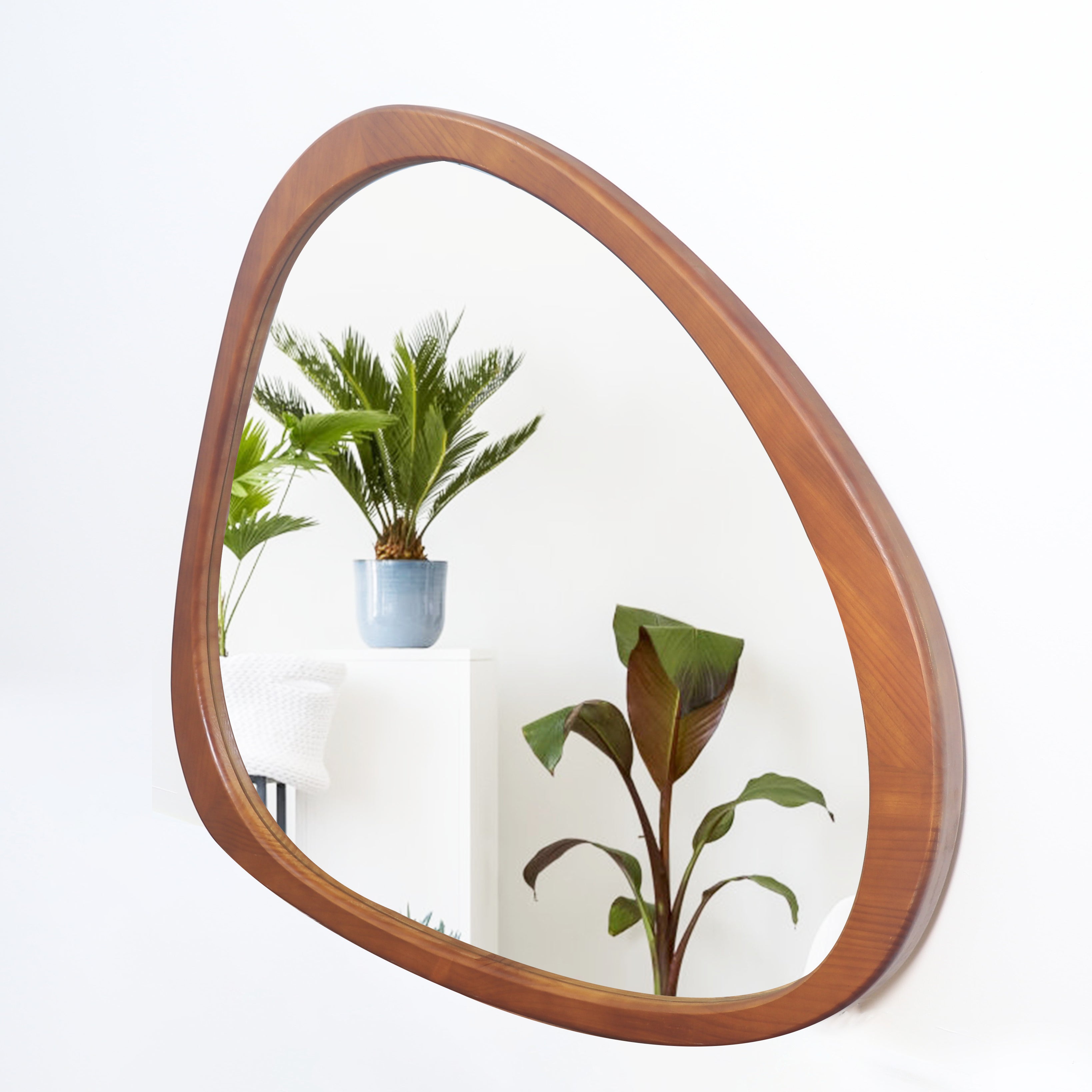 45" Wall Mirror with Curvy Shape and Pine Wood Frame