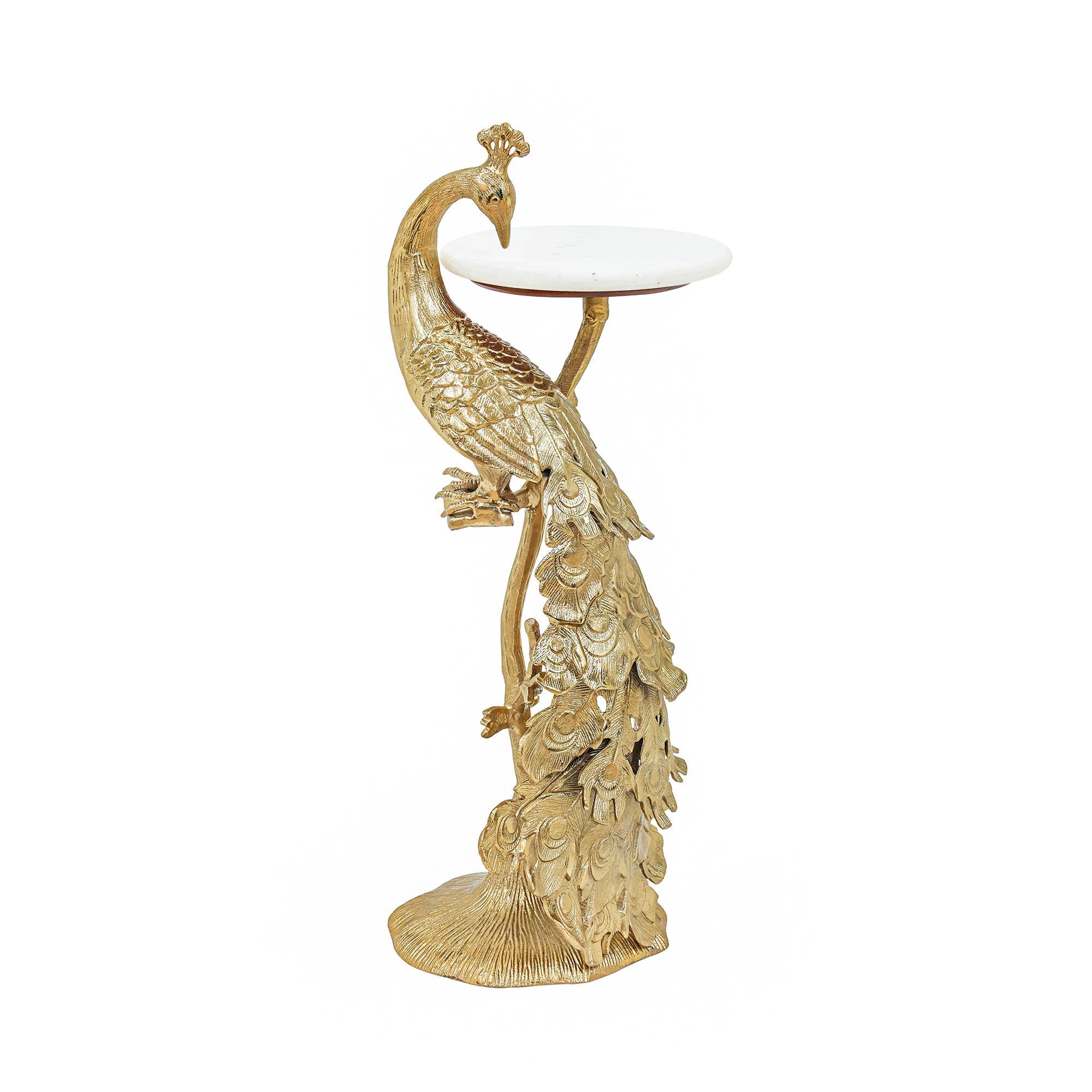 Peacock Side Table with Marble Top